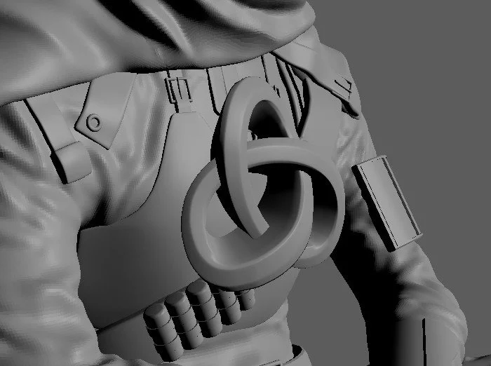 Meditating Sentinel 3D Render Close Up