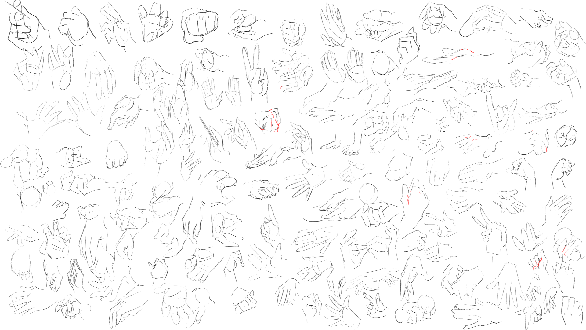 1 minute studies of hands