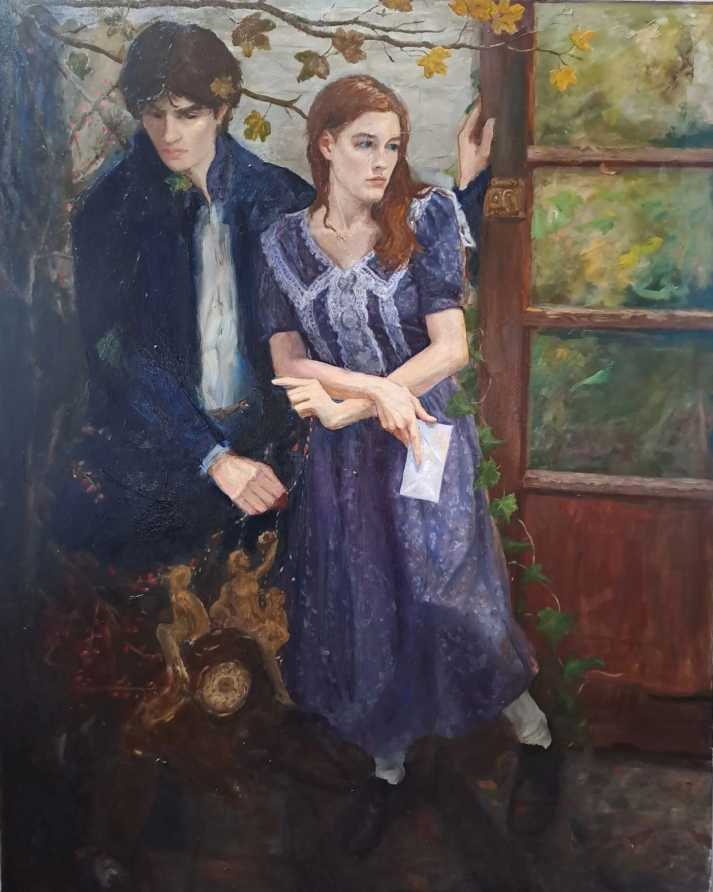 As a Hand Halts the Throw,  59 x 47", oil on canvas.