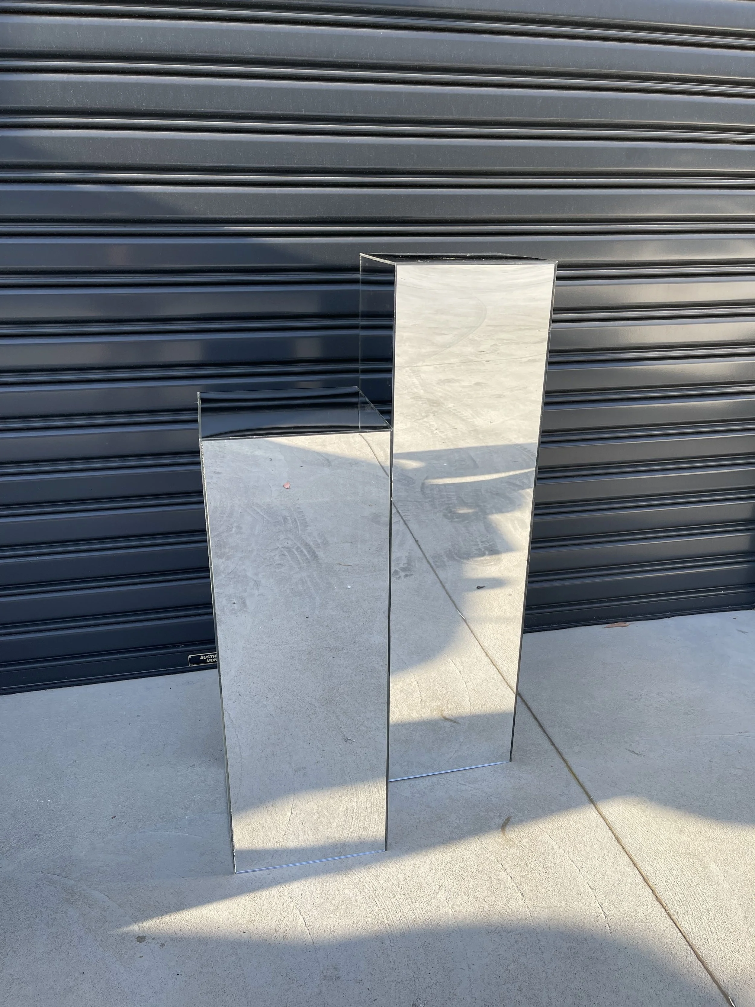 Mirrored Silver Square Plinths