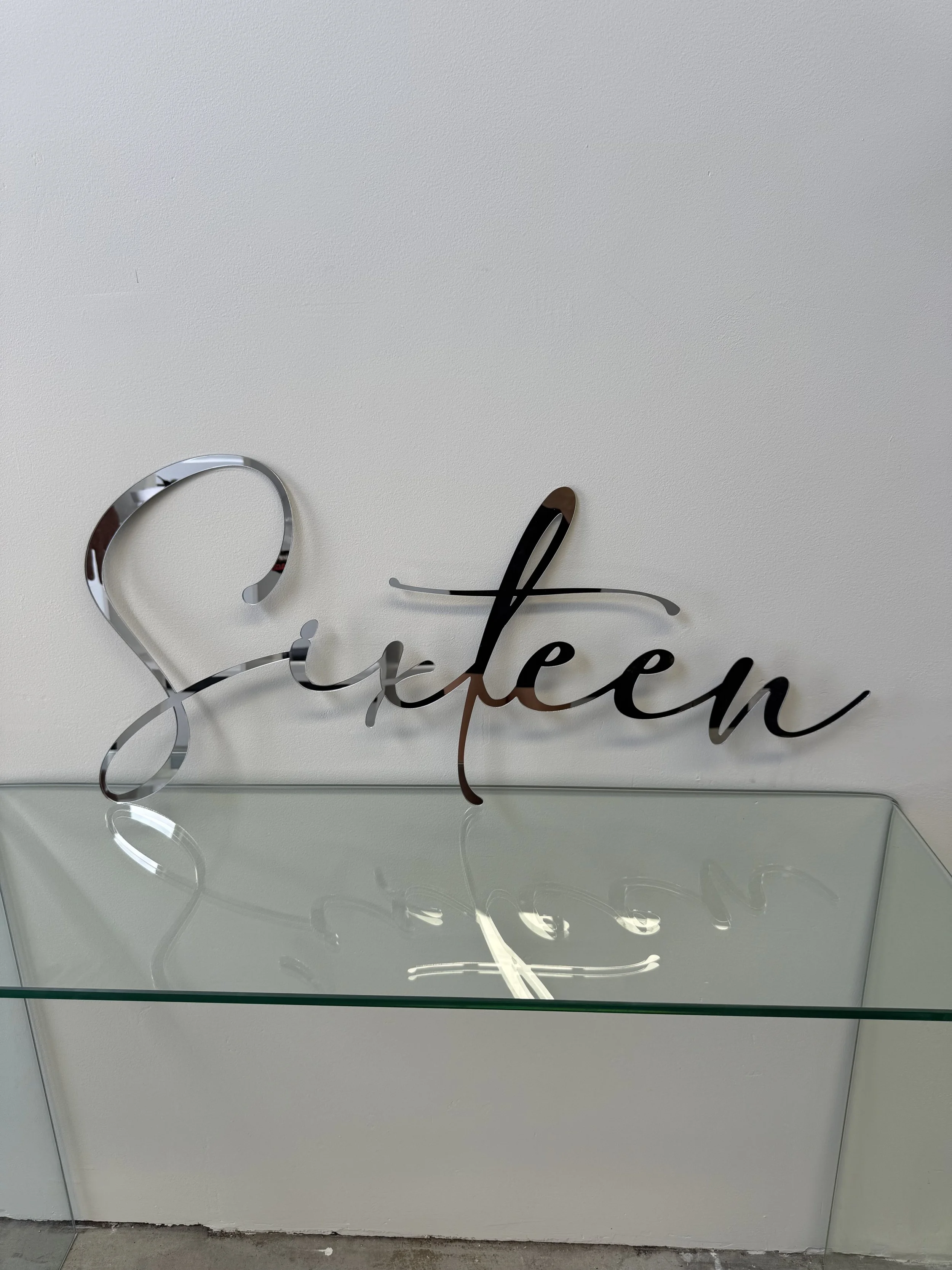 Acrylic 'Sixteen' Sign