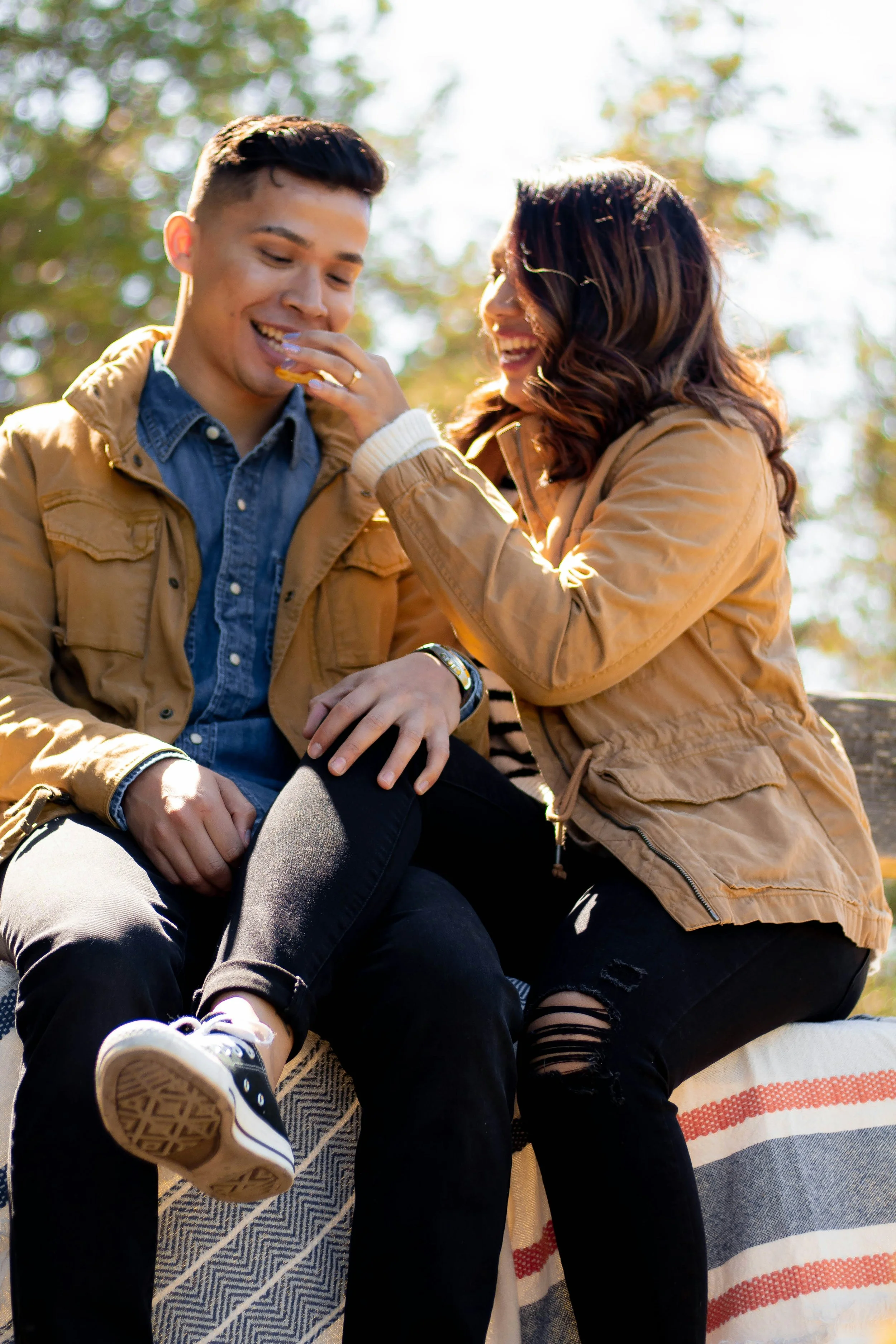 Engaged couple sitting together, planning their future intentionally
