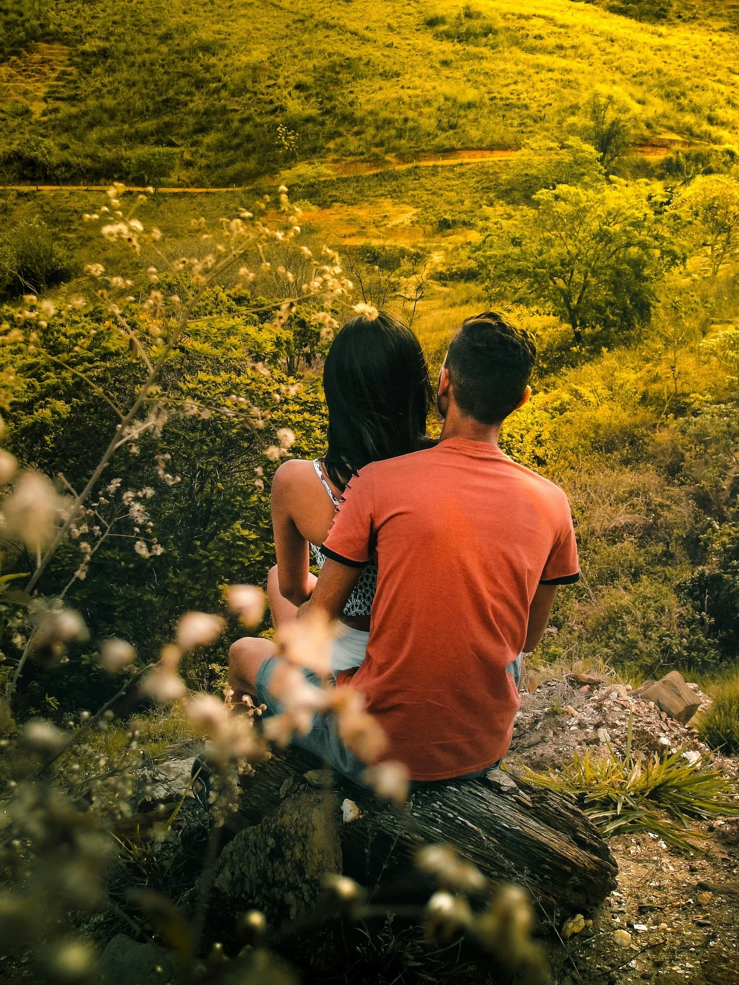 Couple embracing while enjoying nature