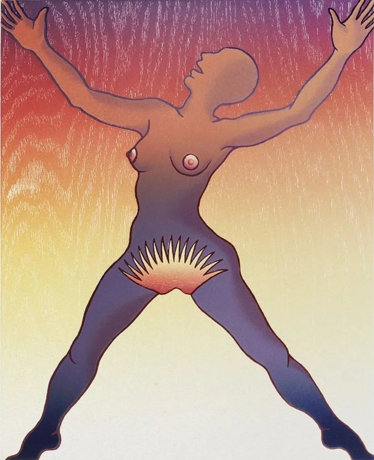 Judy Chicago, Voices from the Song of Songs: Yes, I am black and radiant, 1998.  Heliorelief and lithograph, 24 x 20 inches. Edition: 30. Published by Graphicstudio, University of South Florida.