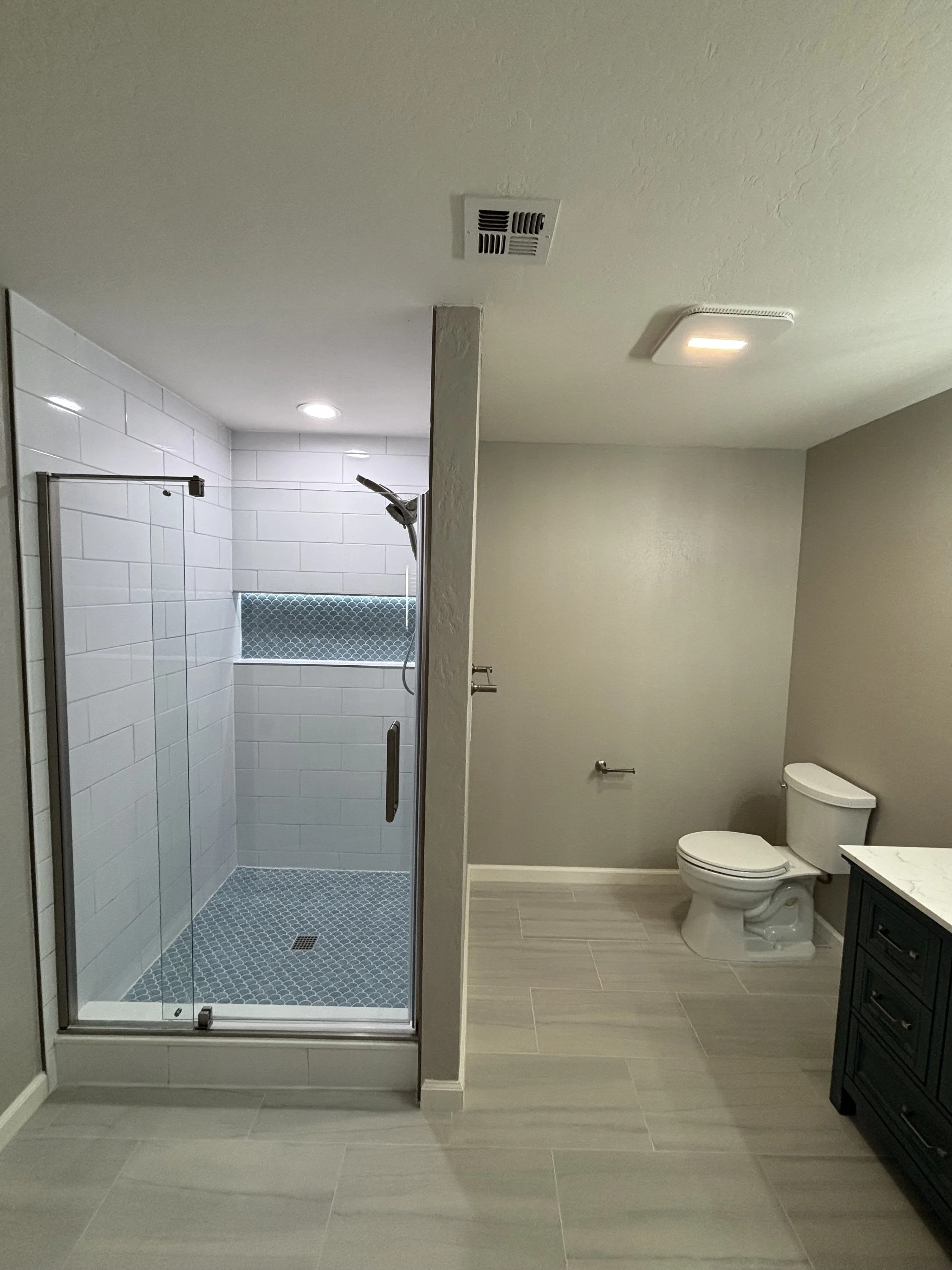 Complete Custom Bathroom Remodel with Updated Vanity, Toilet, Walk-In Shower, and Tile Floor - Phoenix