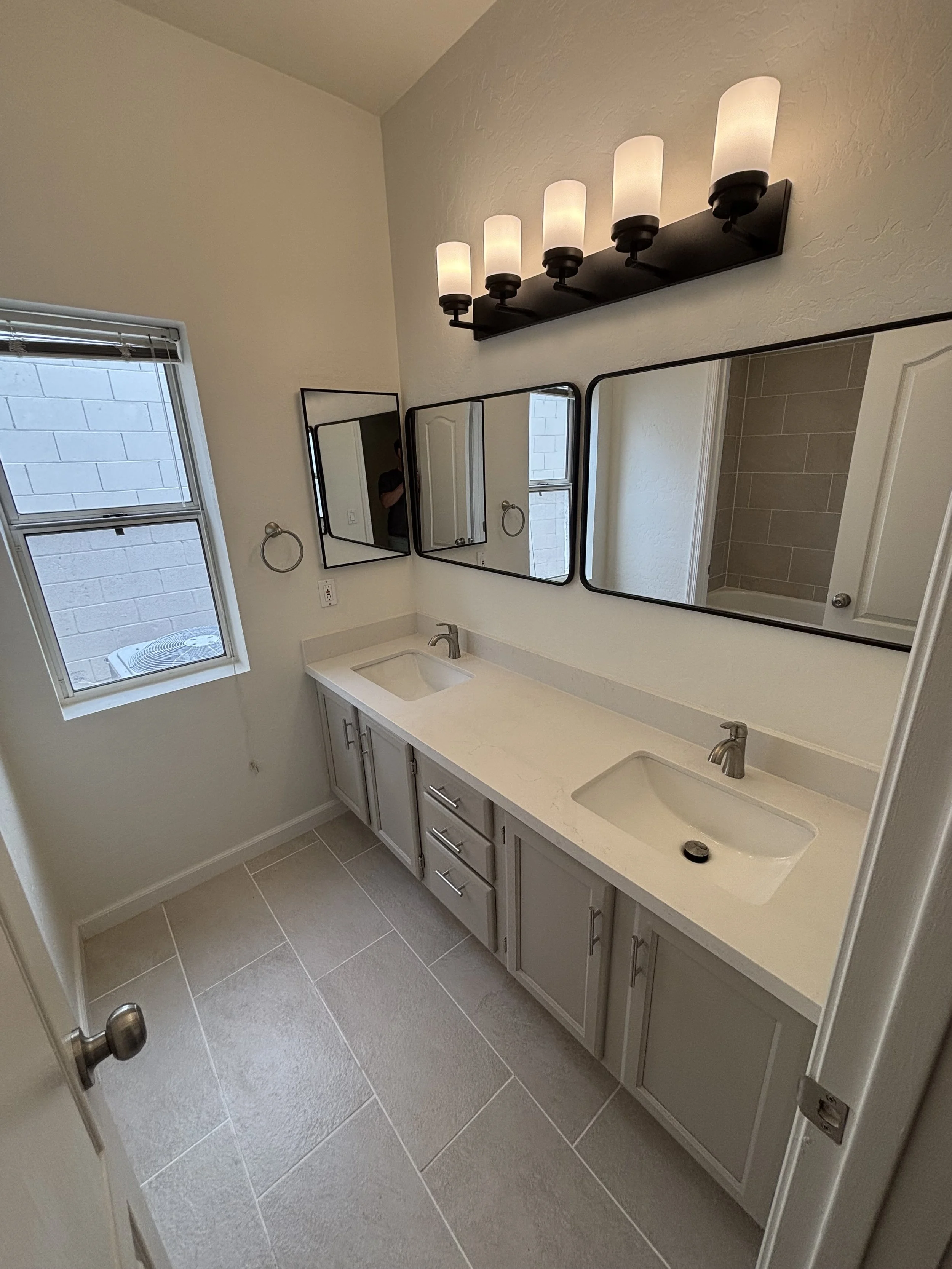 Bathroom Refresh Including Refinished Cabinetry, Stone Countertops, New Fixtures & Accessories - Phoenix