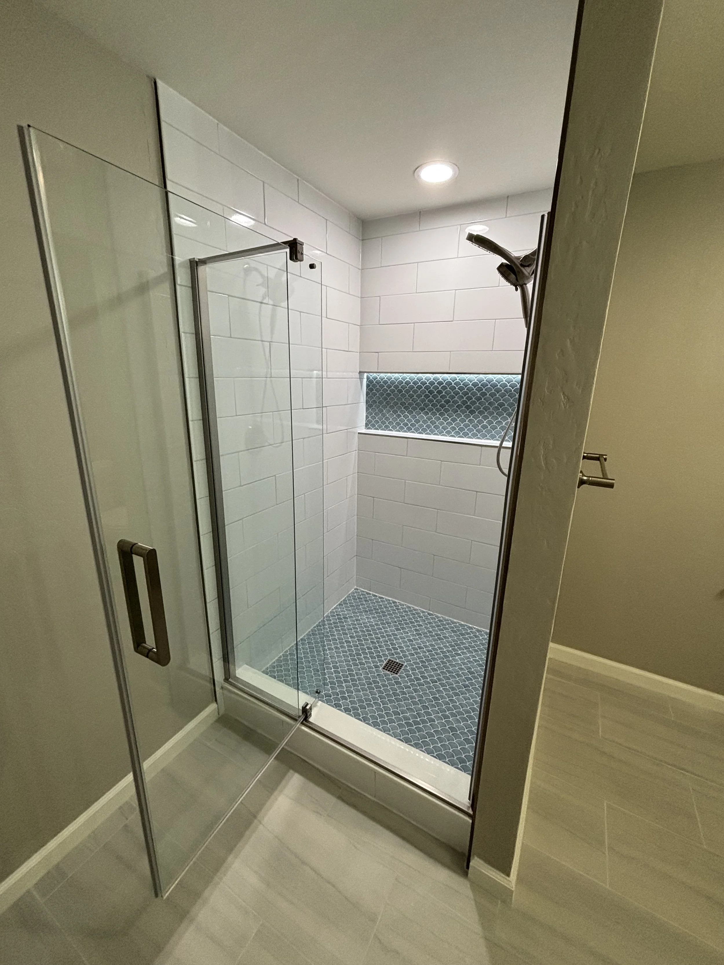 Custom Tiled Walk-In Shower with Custom LED Lighting - Phoenix