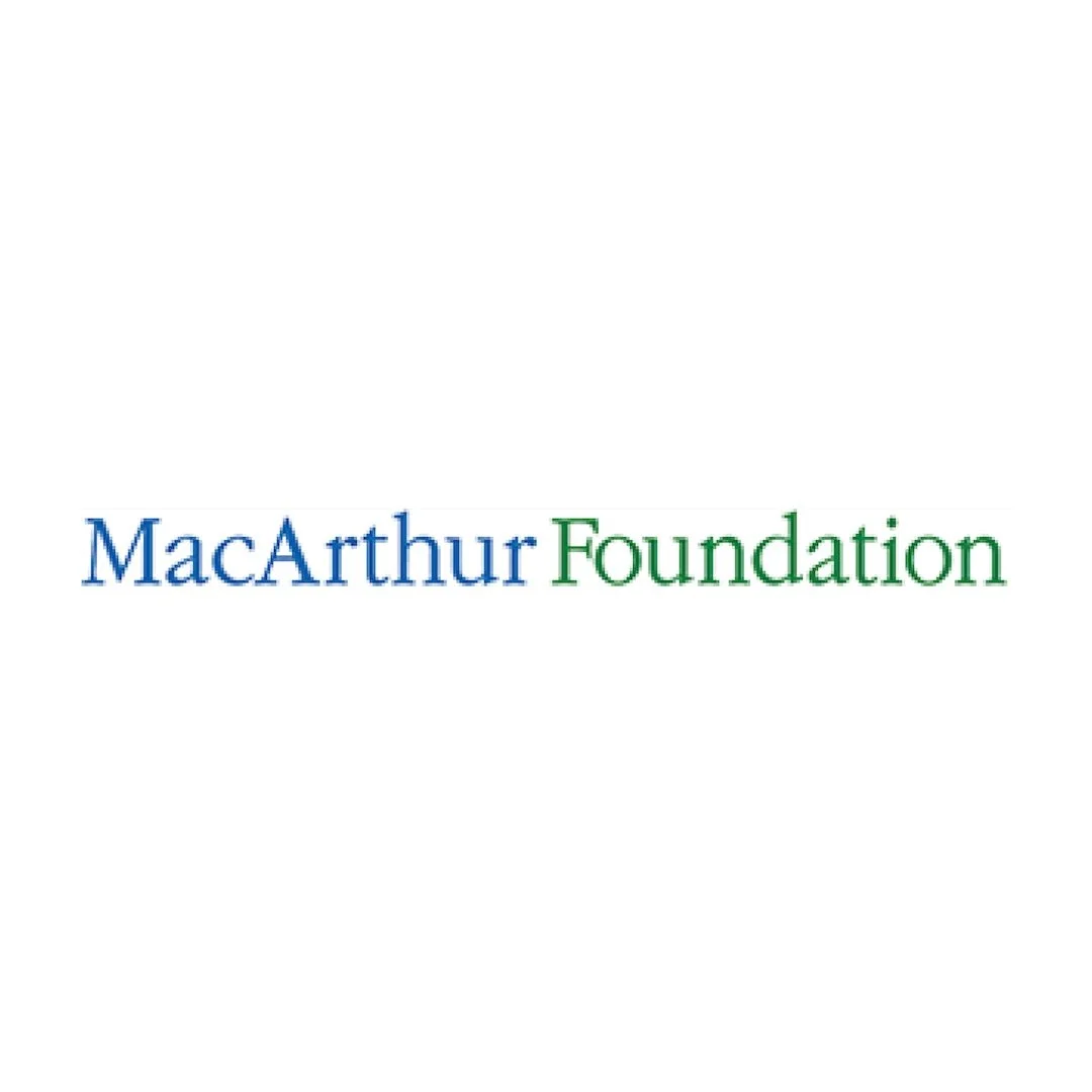 MacArthur Foundation logo with the words 'MacArthur Foundation' in blue and green text.