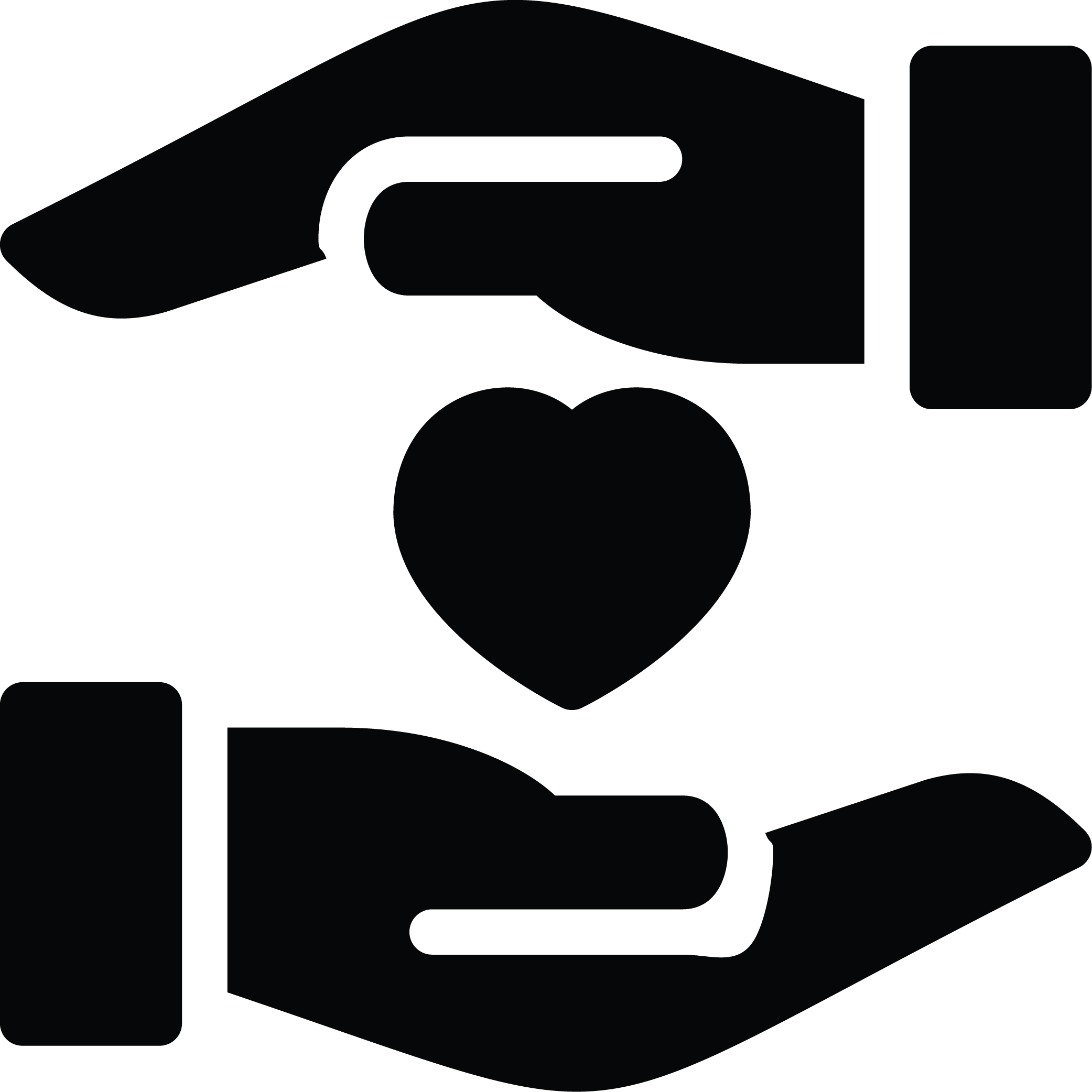 Two hands holding a heart, with a heart icon in the center.