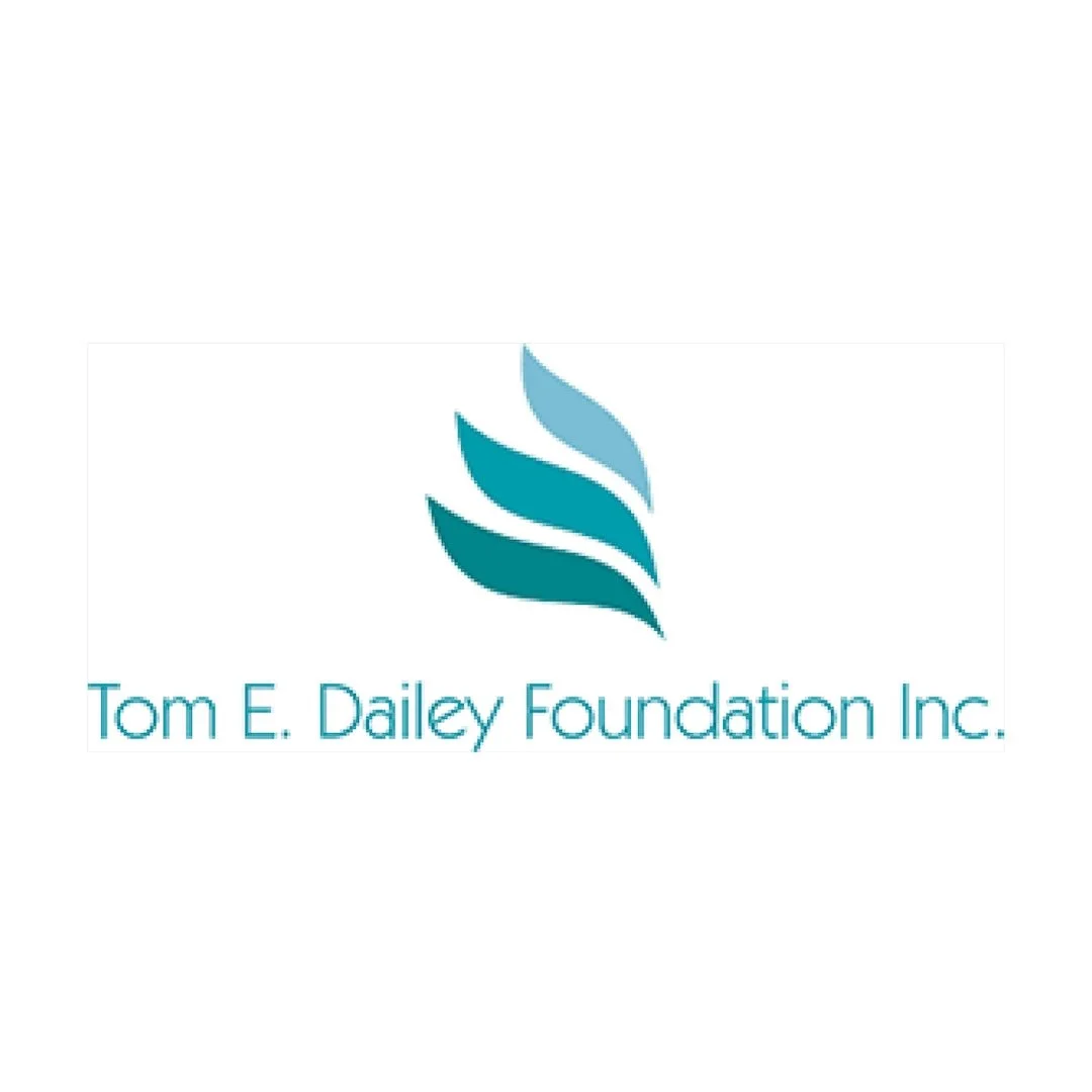 Logo for Tom E. Dailey Foundation Inc. with stylized blue leaves