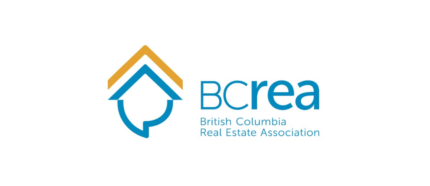 Logo of British Columbia Real Estate Association (BCREA) featuring a stylized house with a shingled roof and a leaf integrated into the design, with the text "BCREA" and "British Columbia Real Estate Association".
