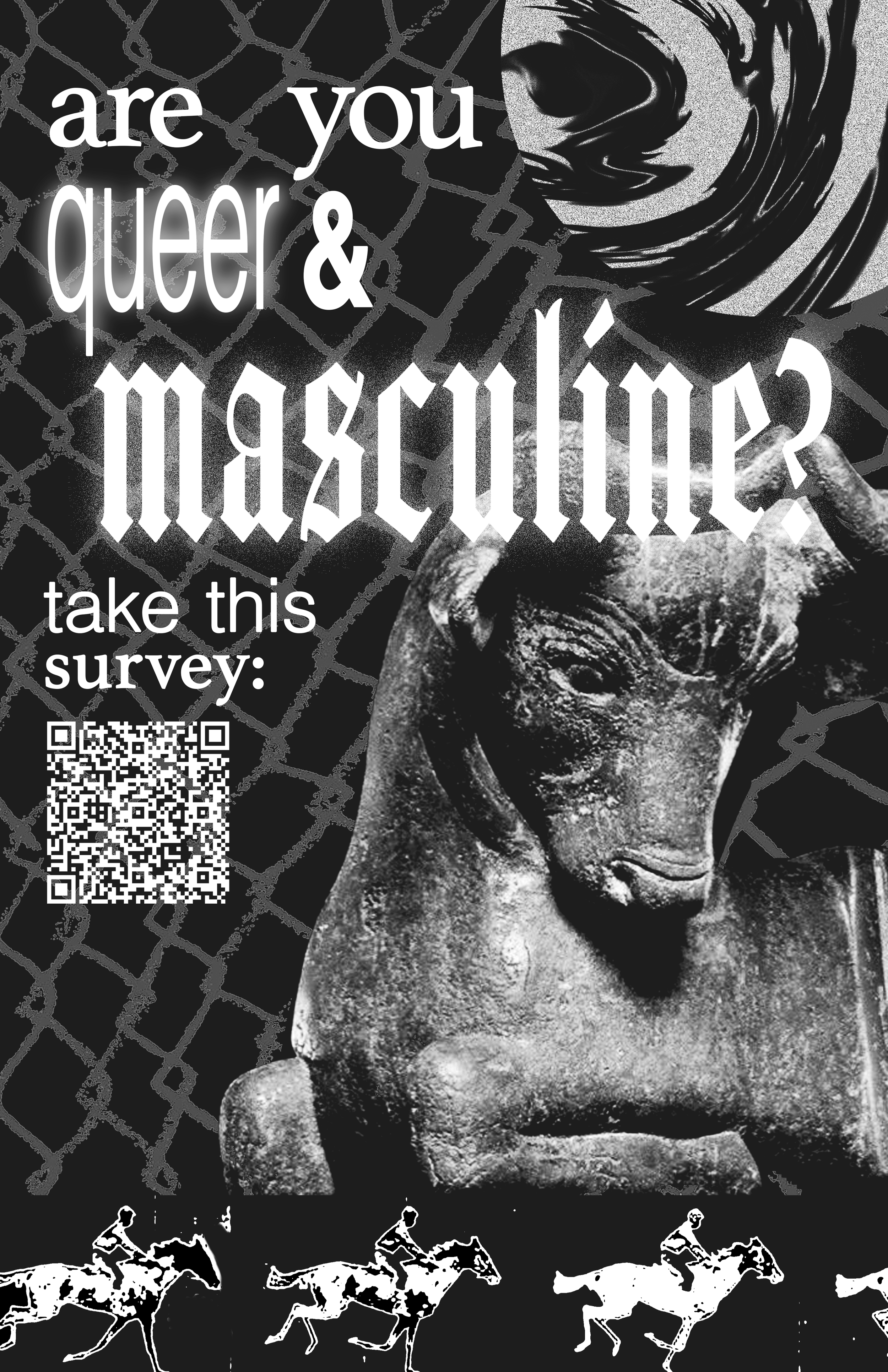 "Queer-Masculine Survey Poster" | digital, 11" x 17"