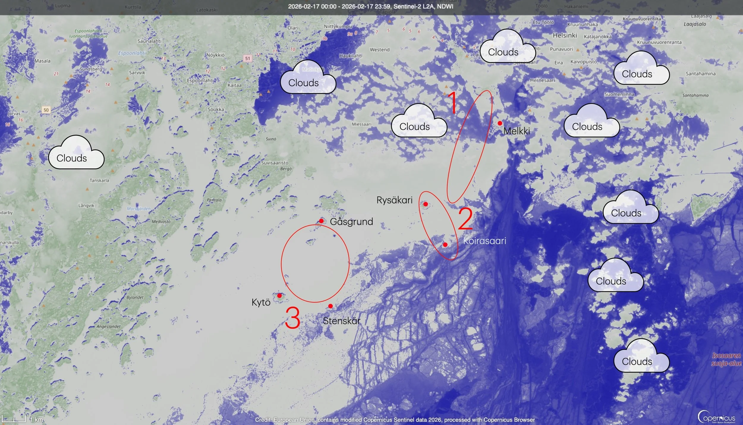 Helsinki ice update Feb. 17th: Optical view