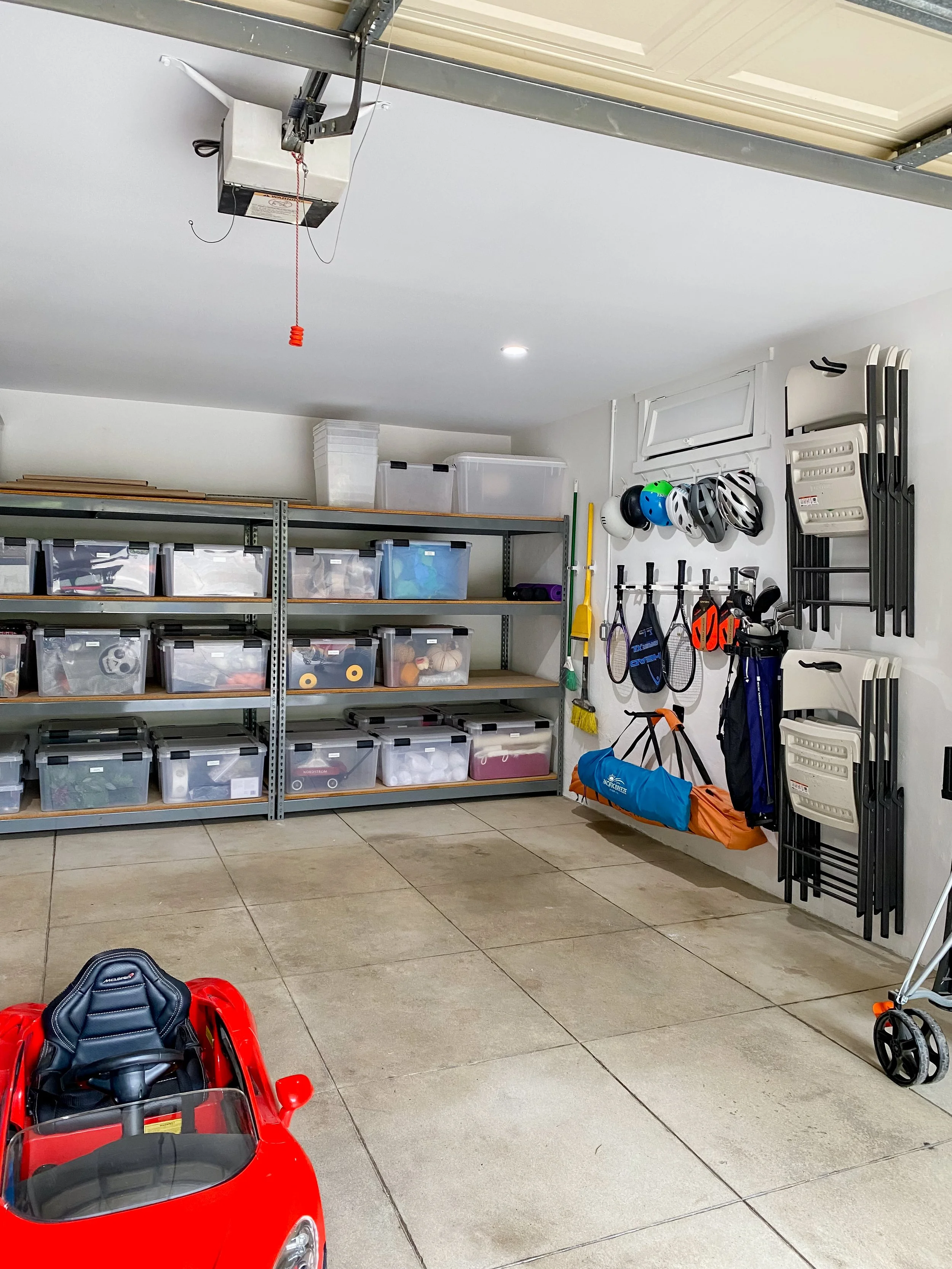 a beautifully organized garage by space camp organizing