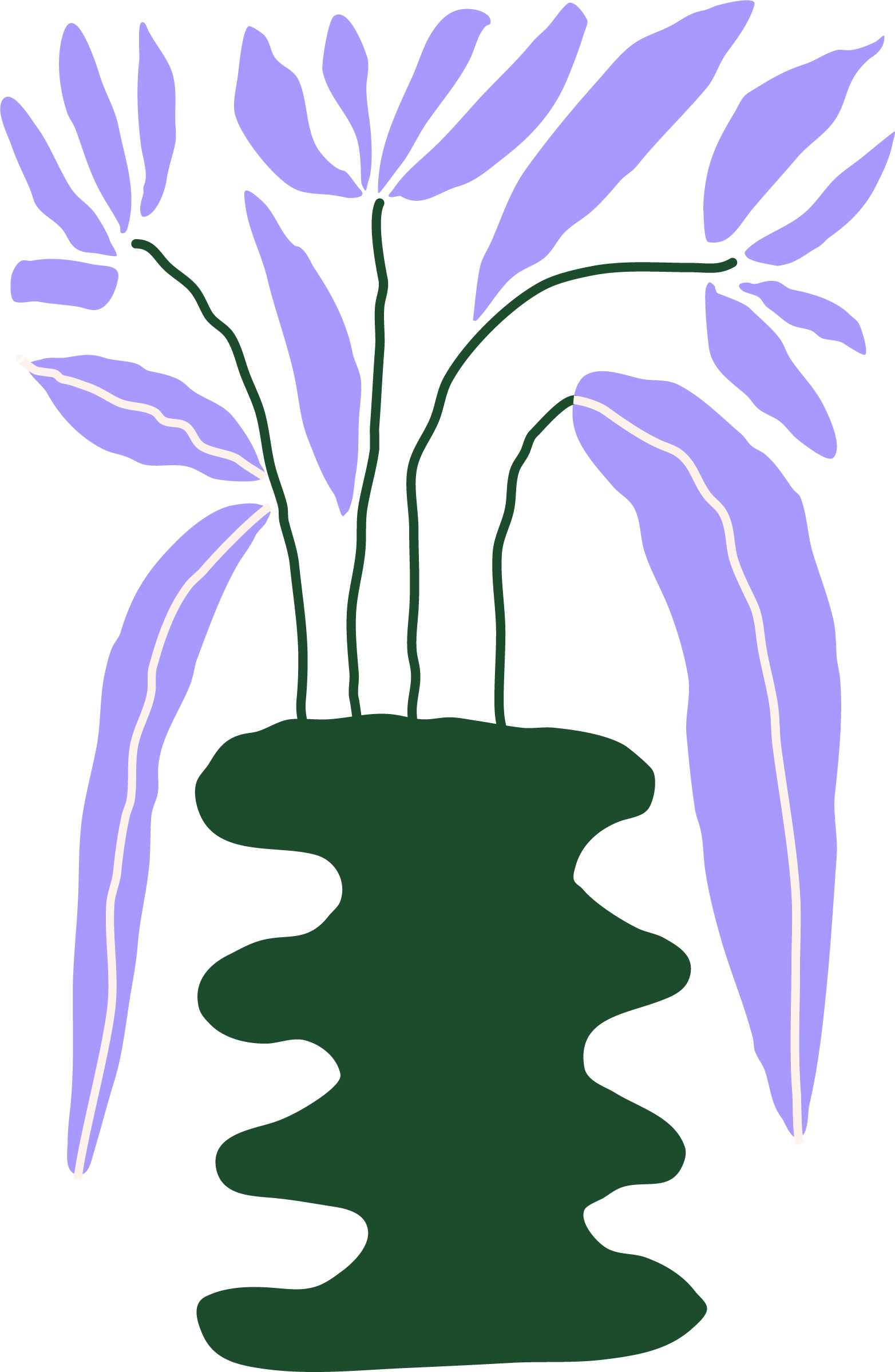 An illustration of a purple plant in a green planter
