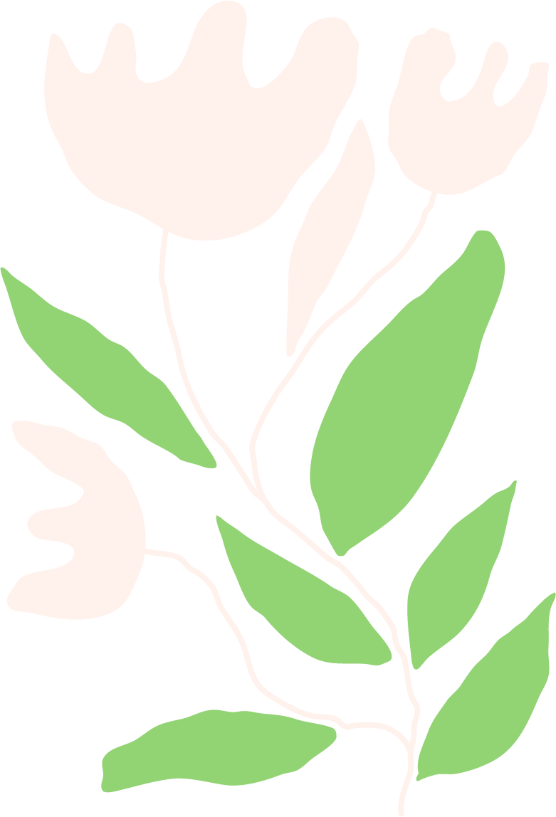 An illustration of a white flower with green leaves