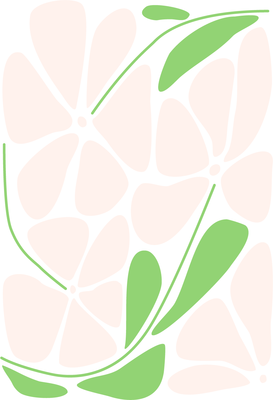 An illustration of a white flowers with green leaves