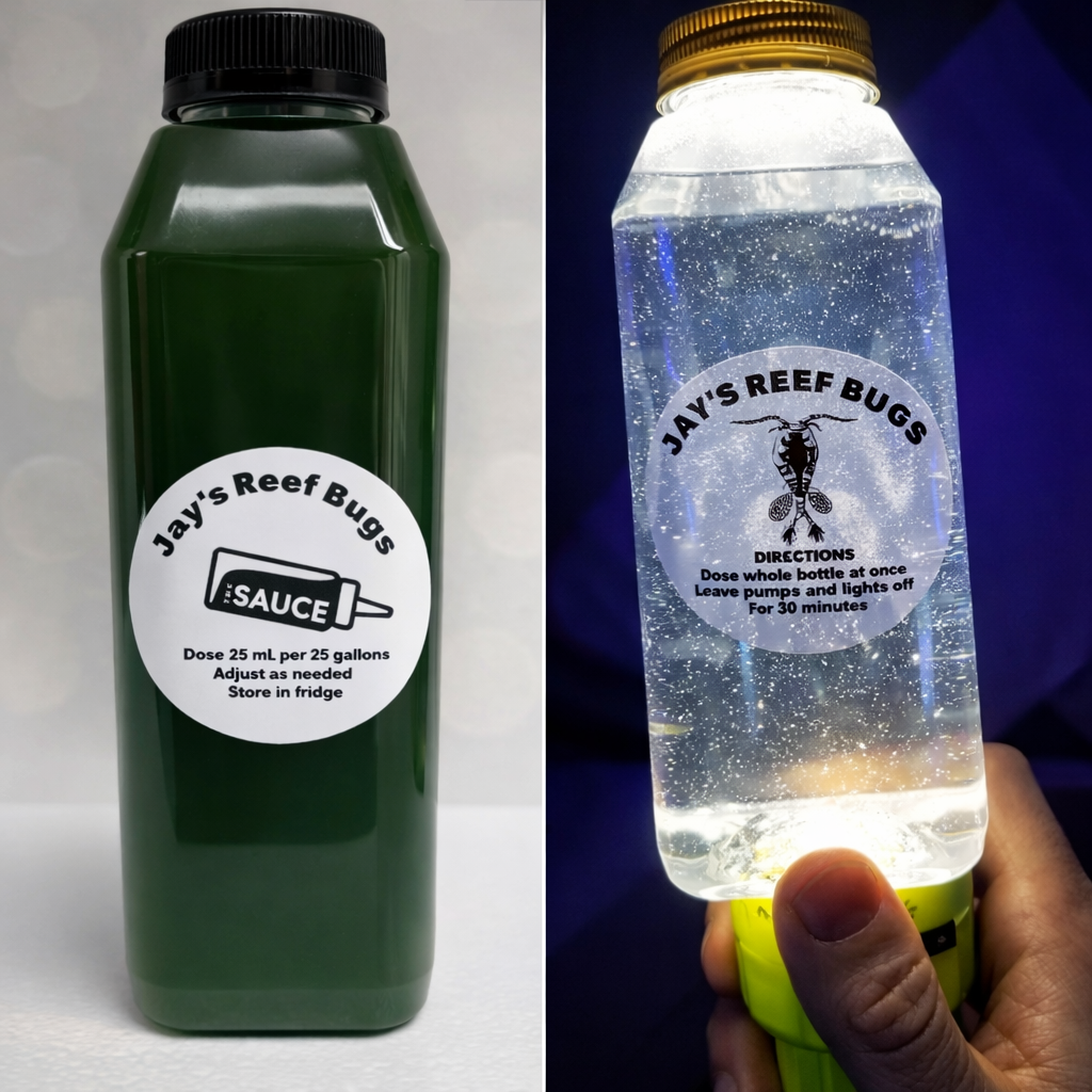 Live 4 species copepod blend 32oz . Jay's Reef Bugs Sauce 32oz . Refugium seeder pack