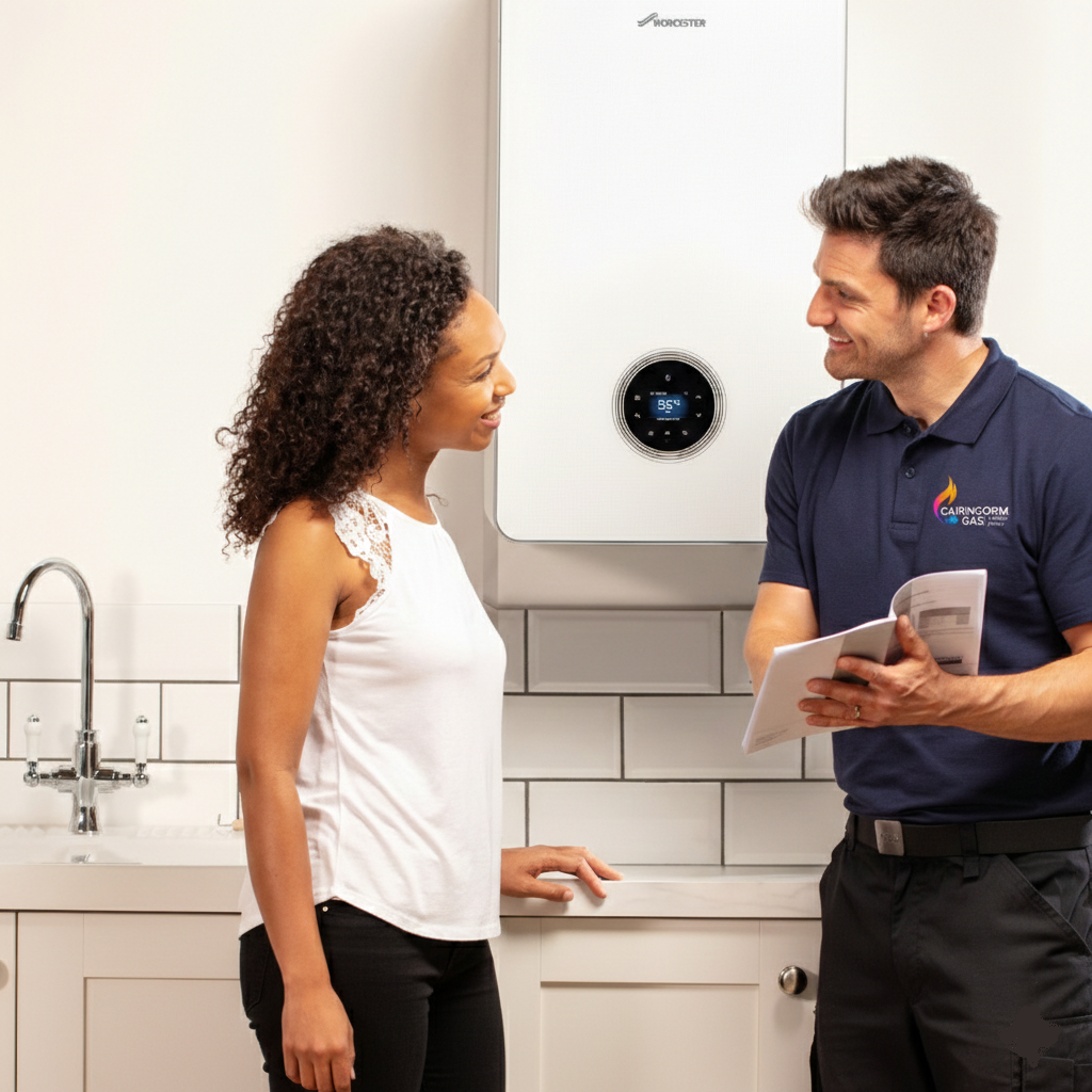 Official Landlord Gas Safety Record (CP12) certificate for a property in Aberdeen, provided by Cairngorm Gas.