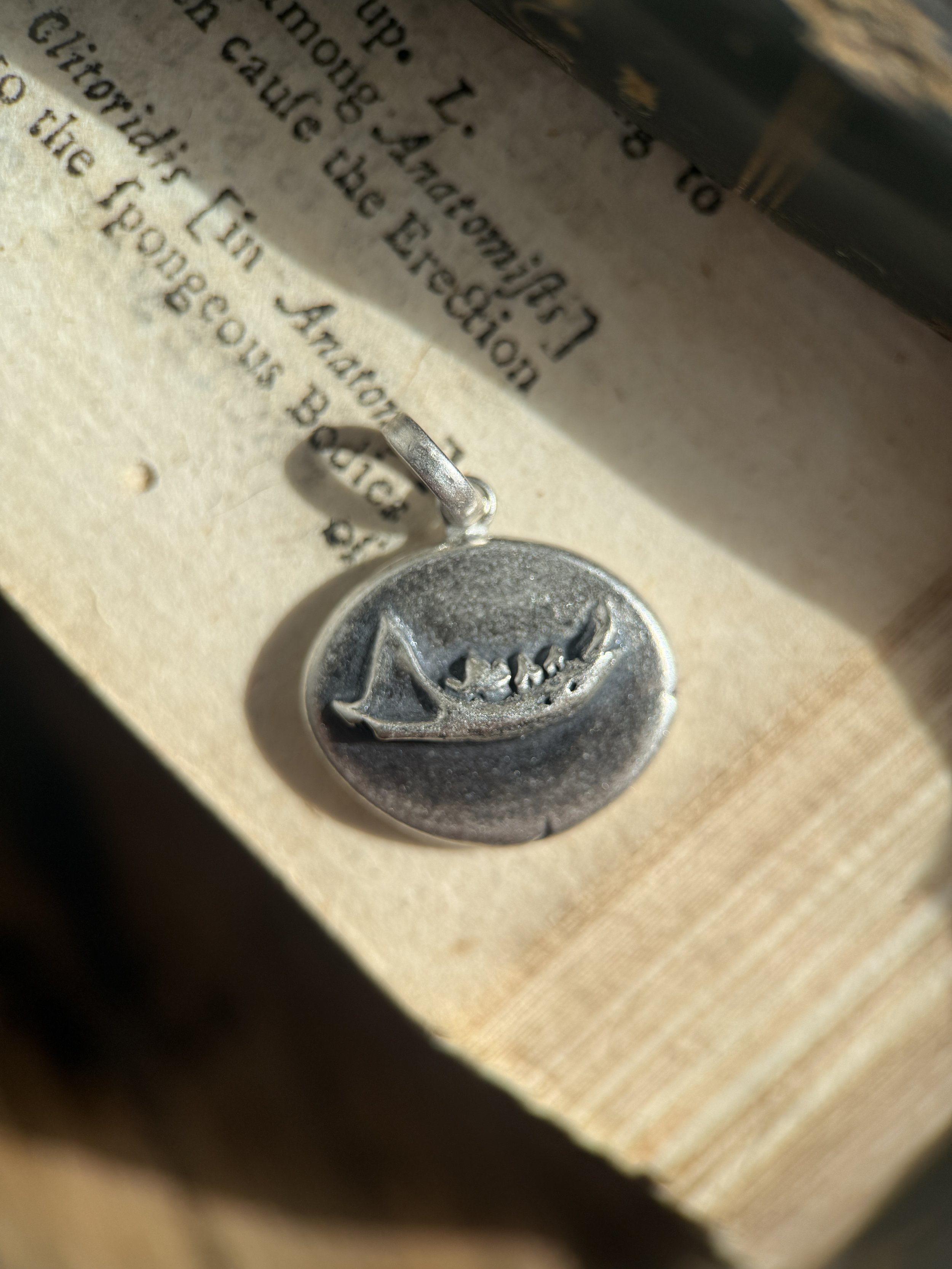 Weasel Jaw "TIME IS SHORT" Charm in Sterling Silver