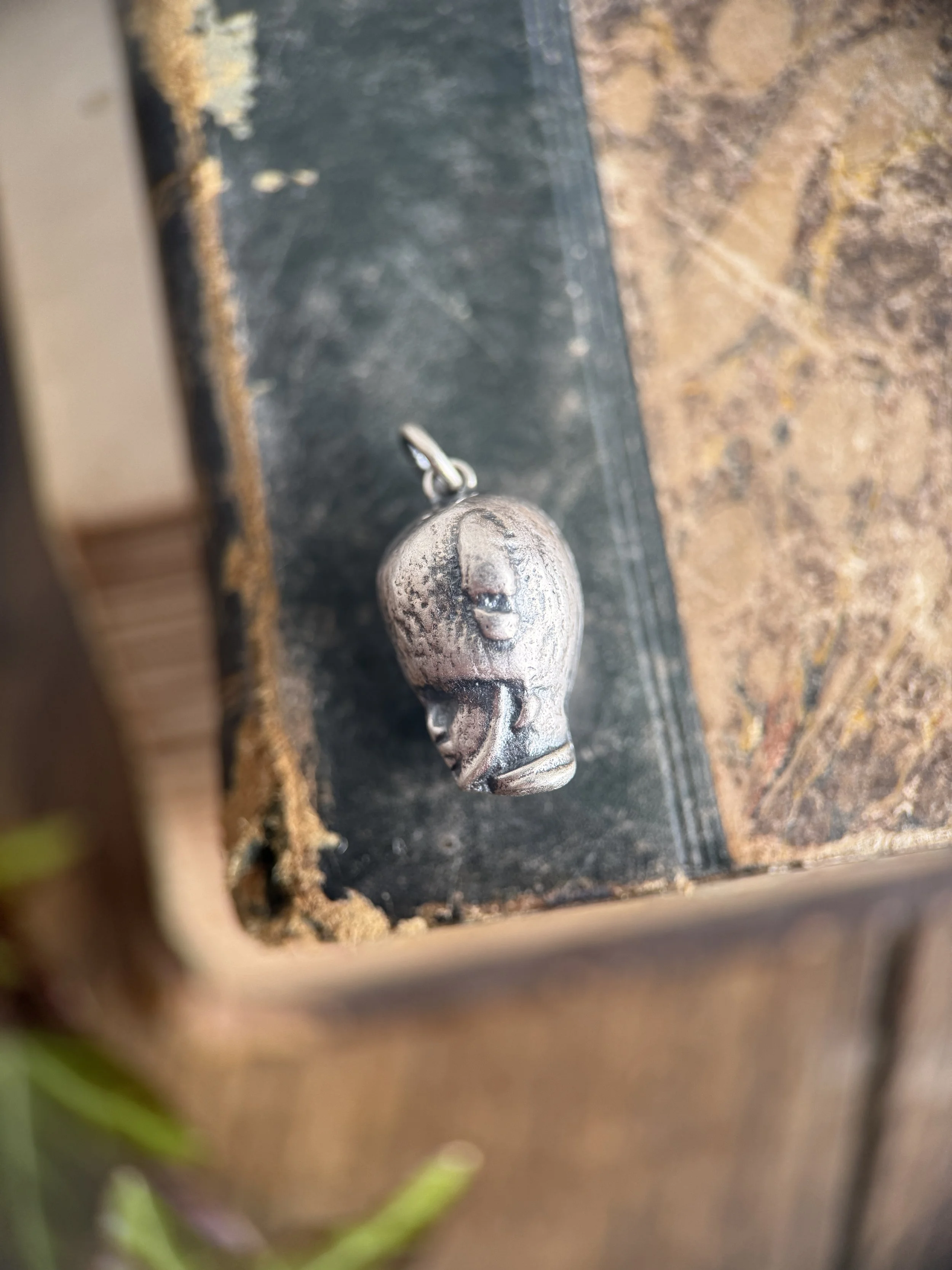 Lead Toy Solider Head Charm in Sterling Silver