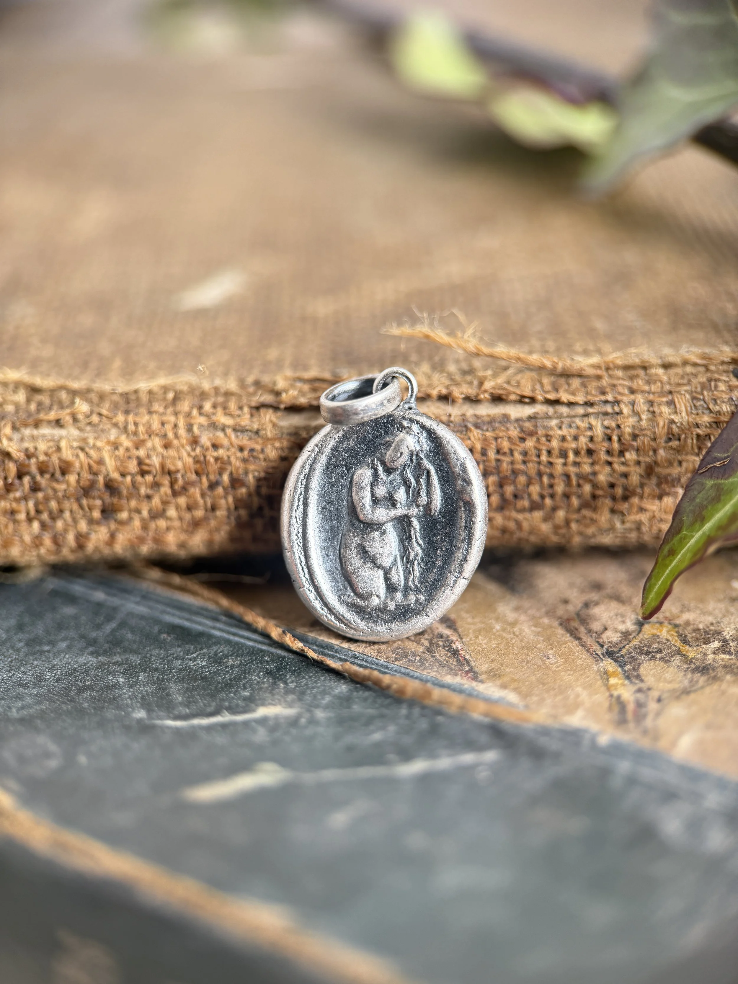 Classical Lady & Roman Solider Charm in Sterling Silver