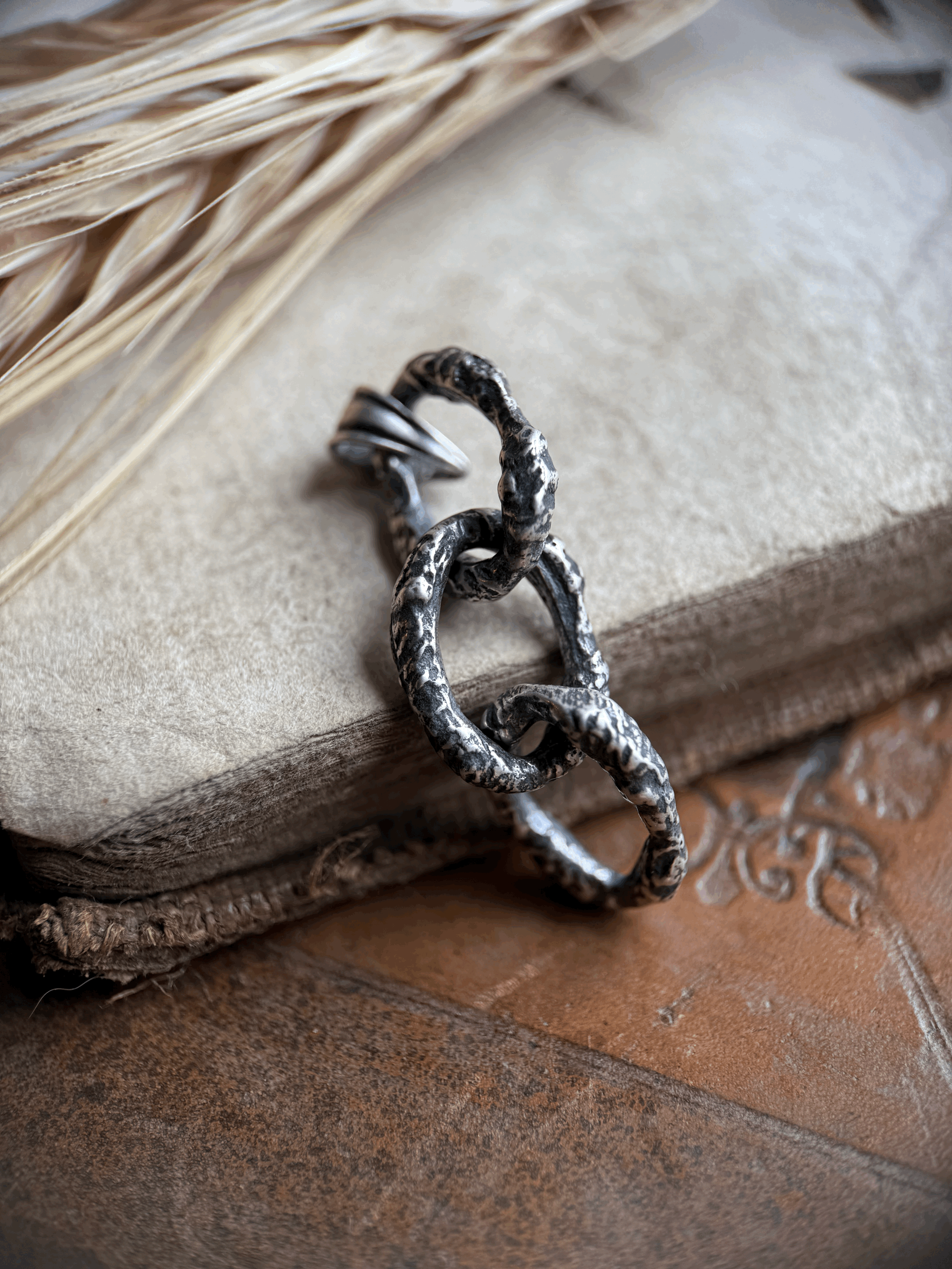 Rusty chain pendant in sterling silver