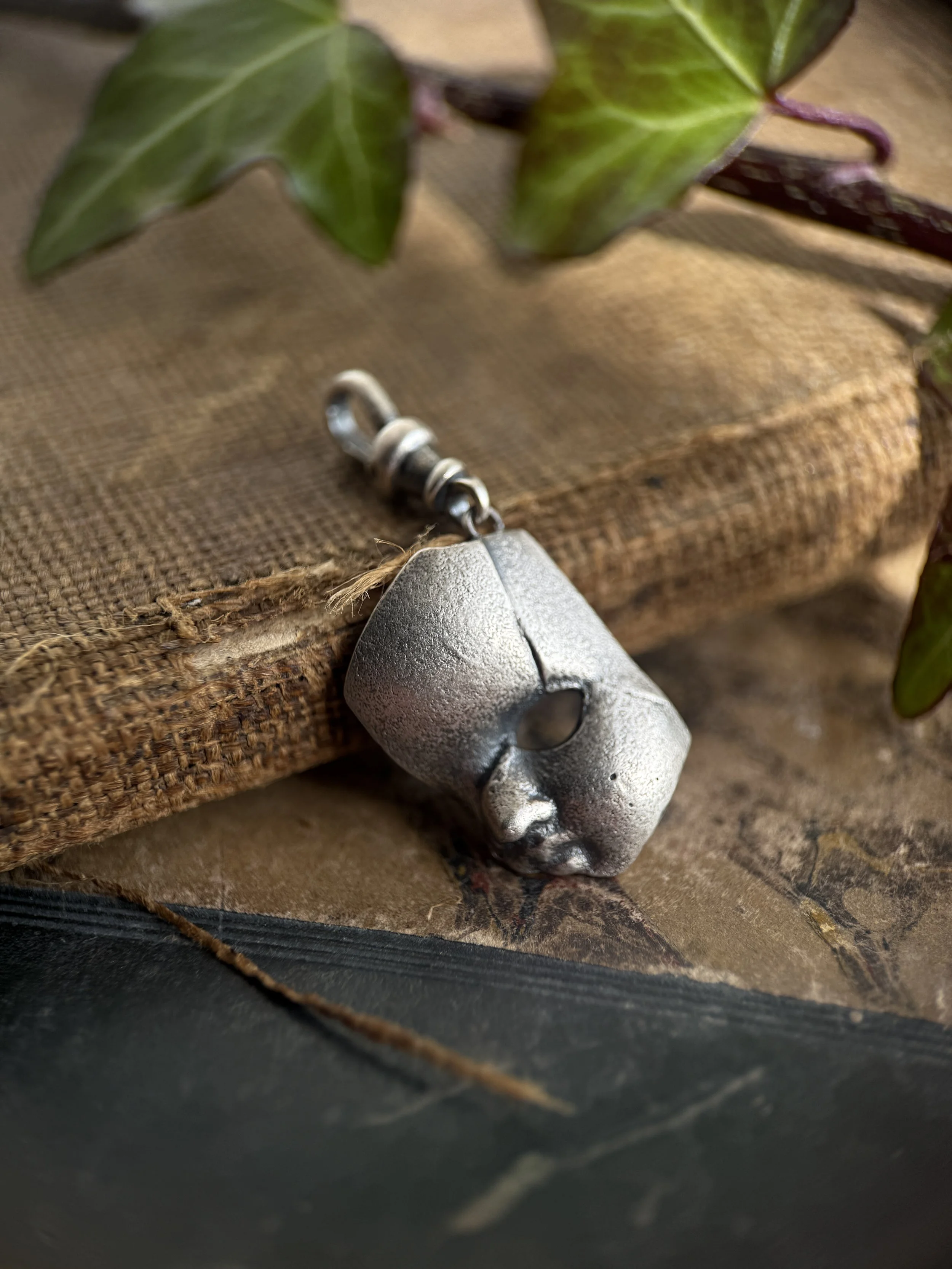 Doll Face Sherd Charm in Sterling Silver