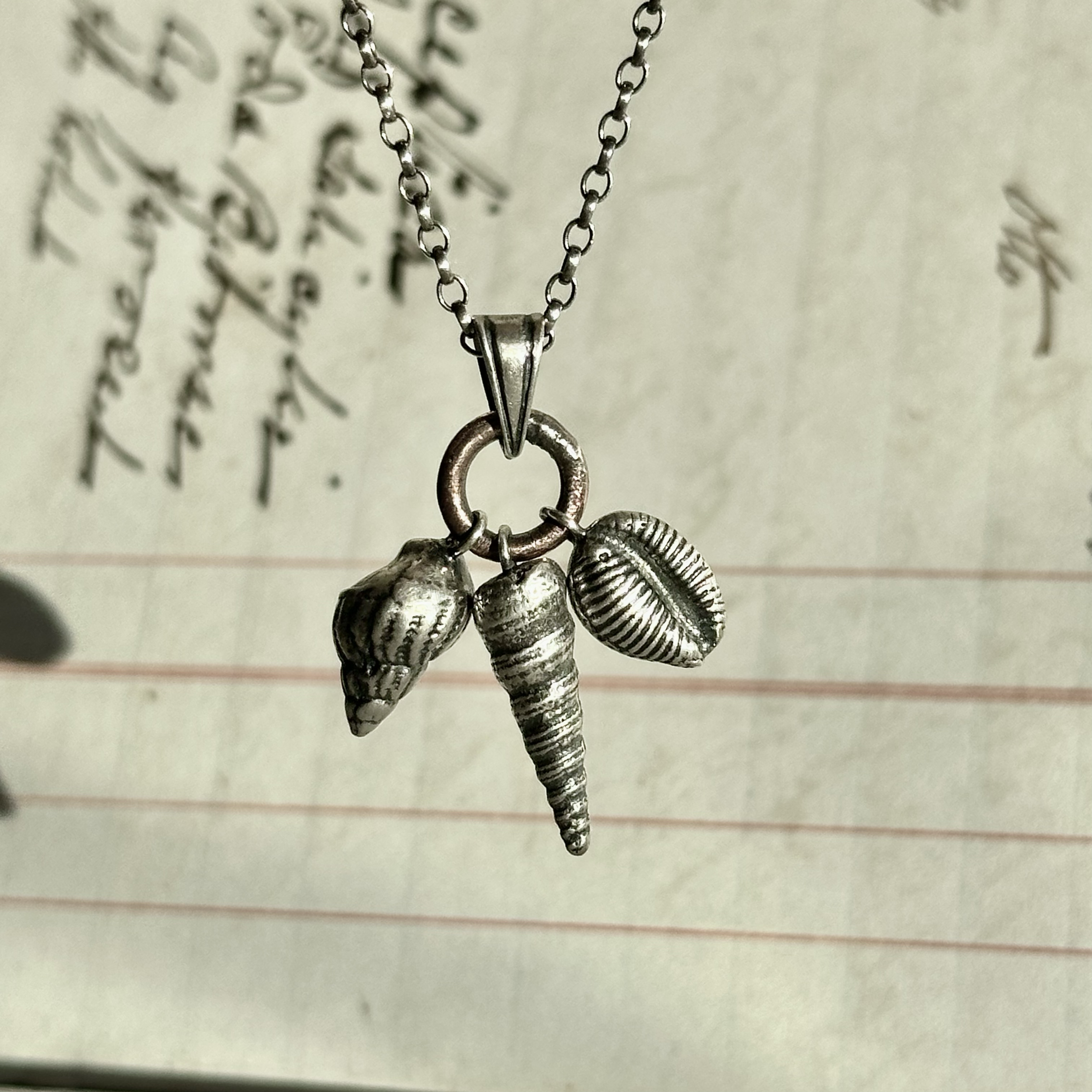 Found sea shell charm necklace