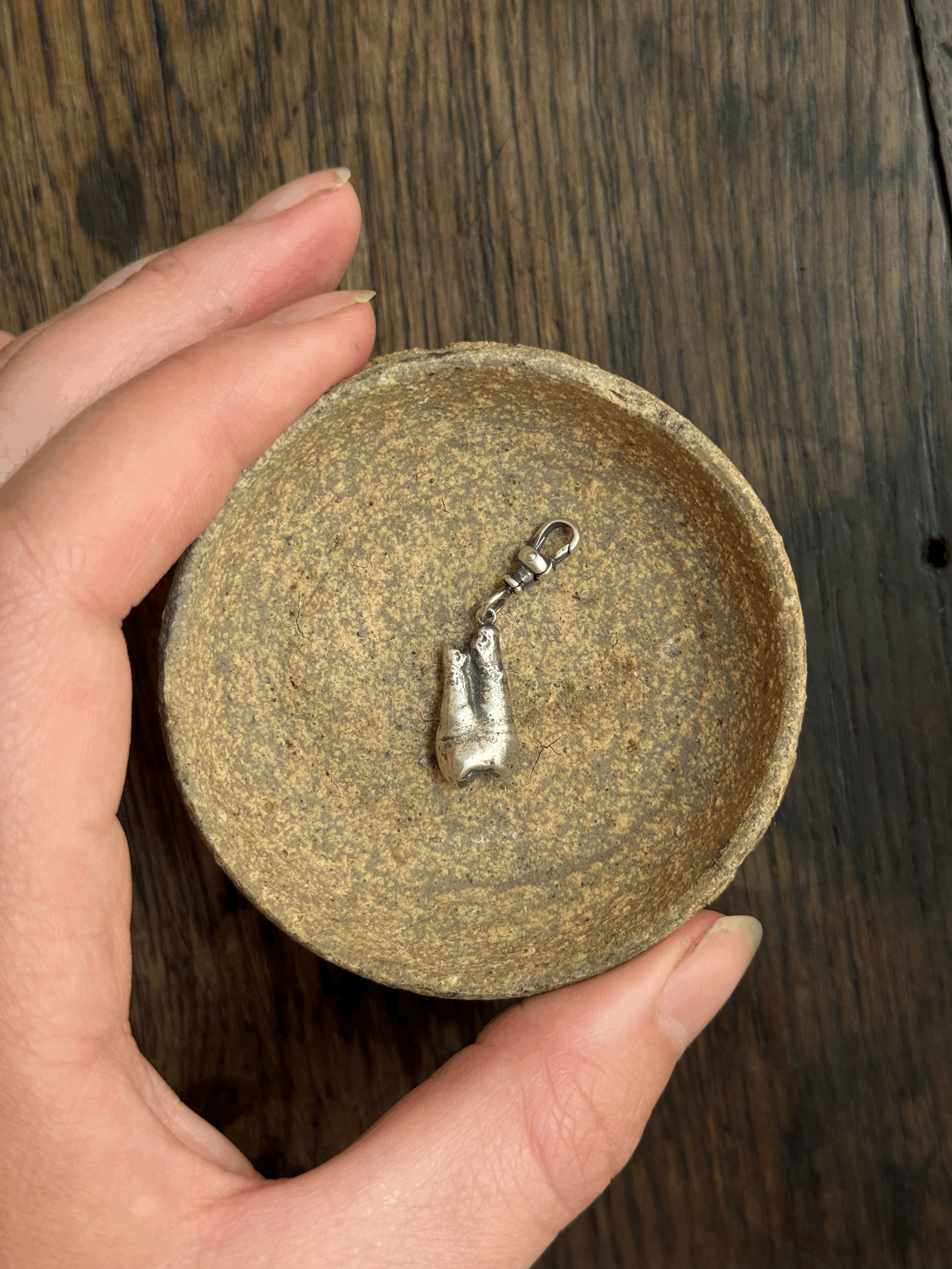 Found Human Tooth charm  in Sterling Silver