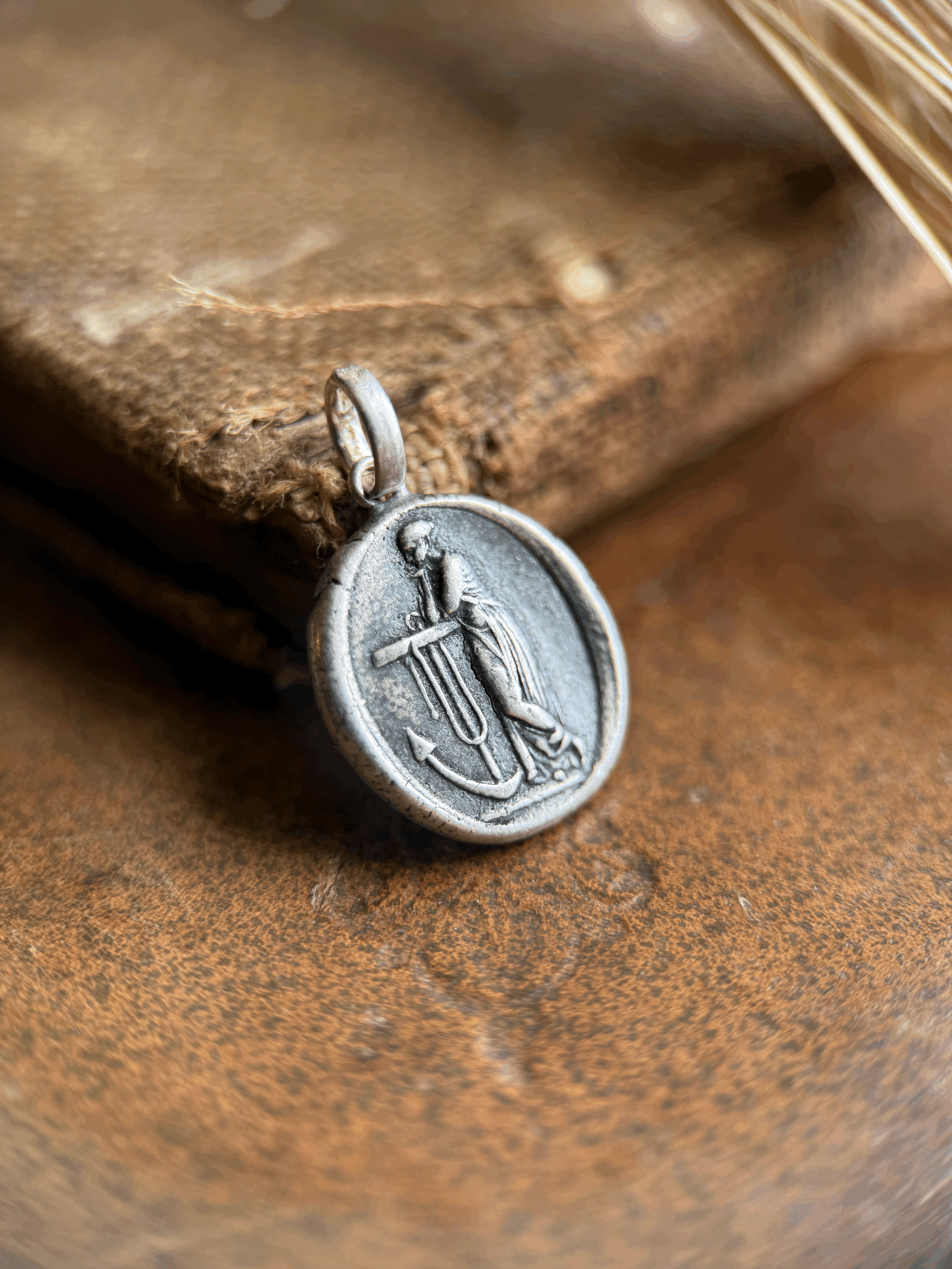 RESERVED SARAH Anti Imperialism "ENOUGH" Wax Seal Charm in Sterling Silver