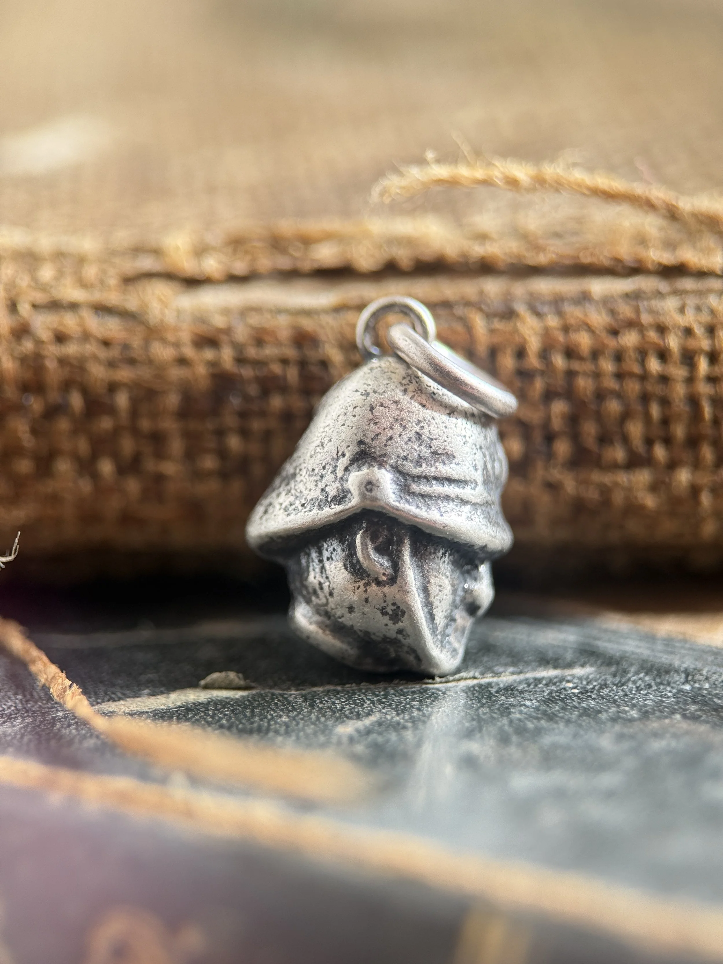 Lead Toy Solider Head Charm in Sterling Silver