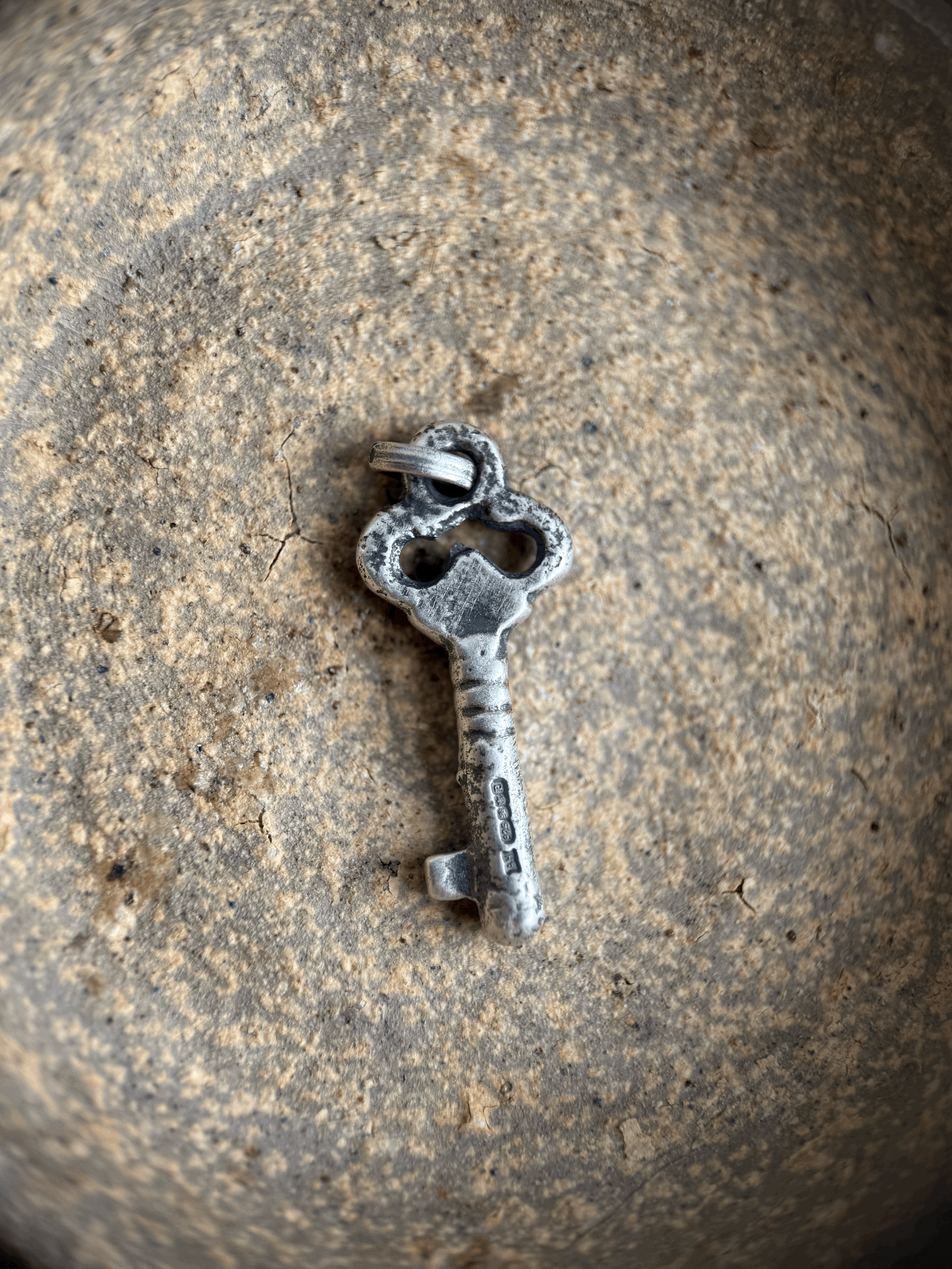 Rusty Key Charm in Sterling Silver