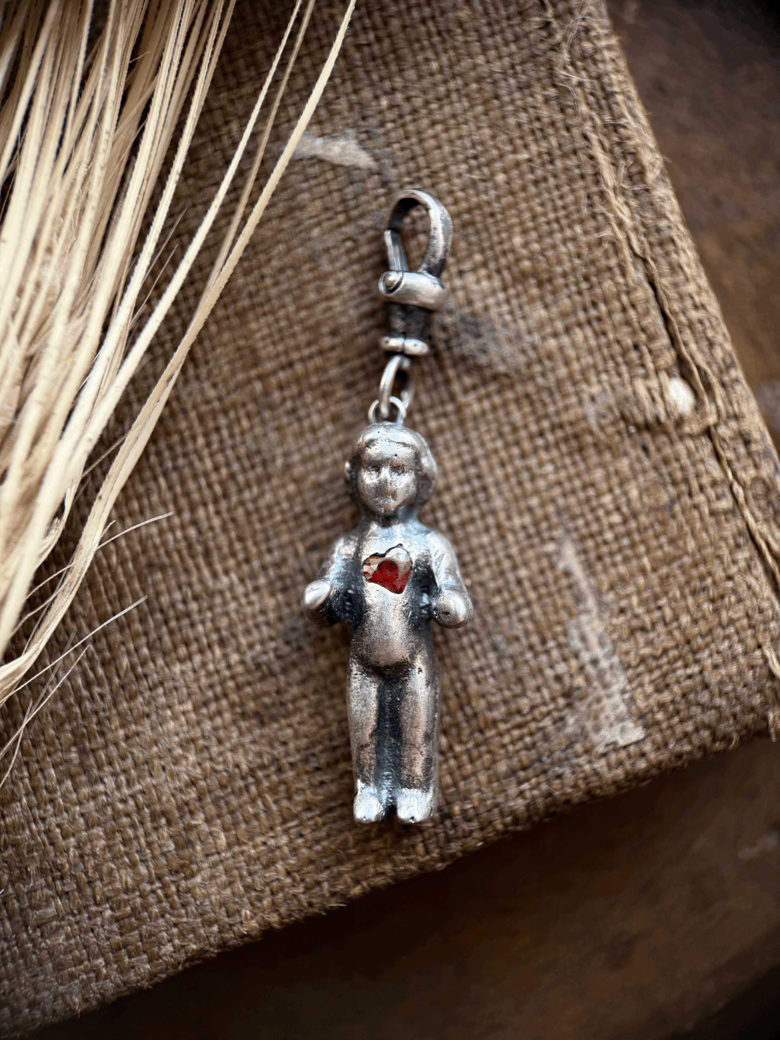 RESERVED SHARI Puddling Doll + Heart Charm in Sterling Silver