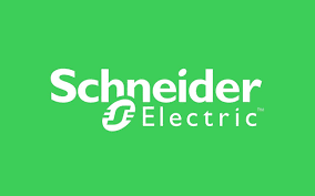 Logo de Schneider Electric sur un fond vert.