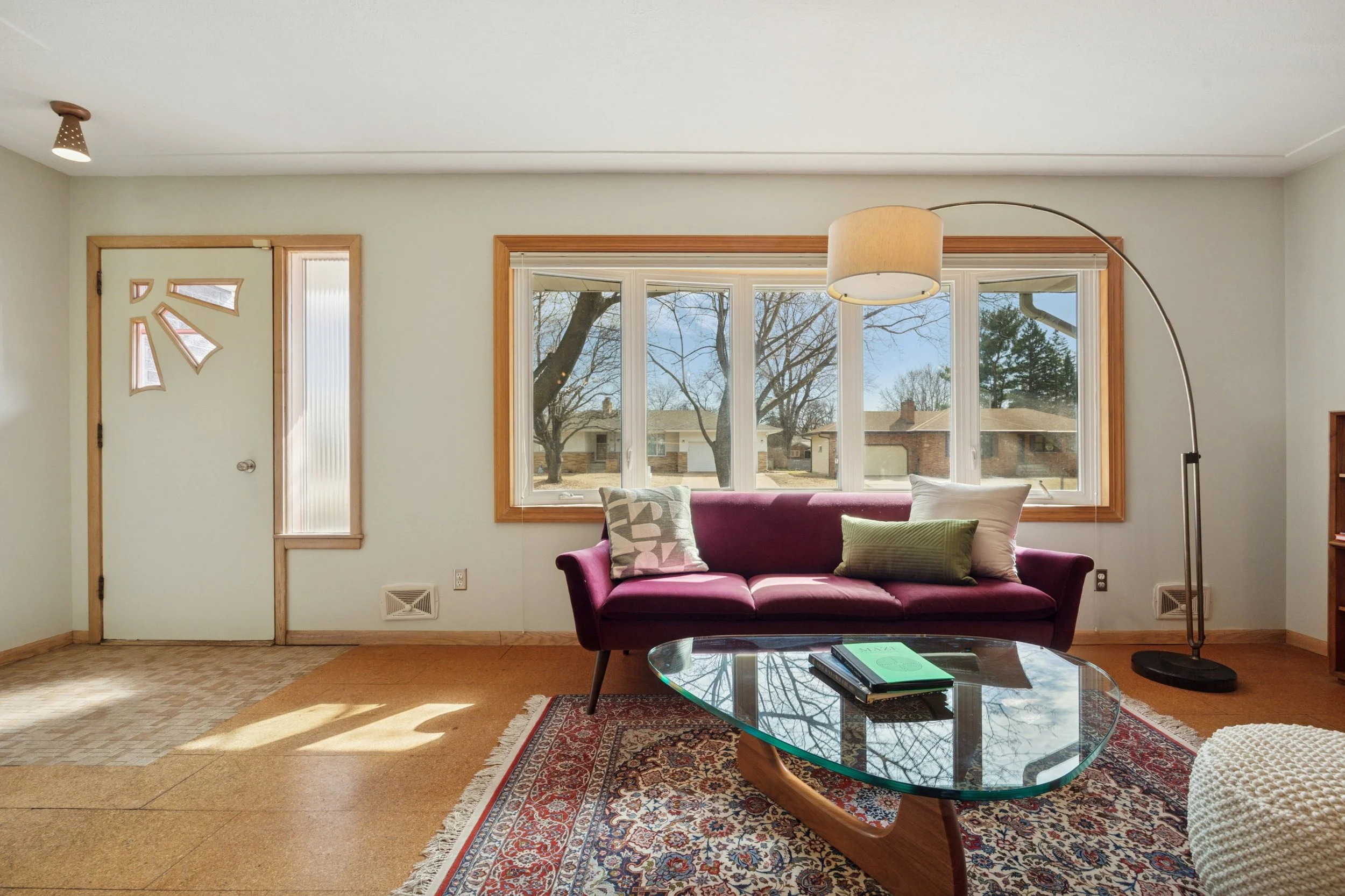 Staged Midecntury Modern living room in Saint Anthony Village, MN