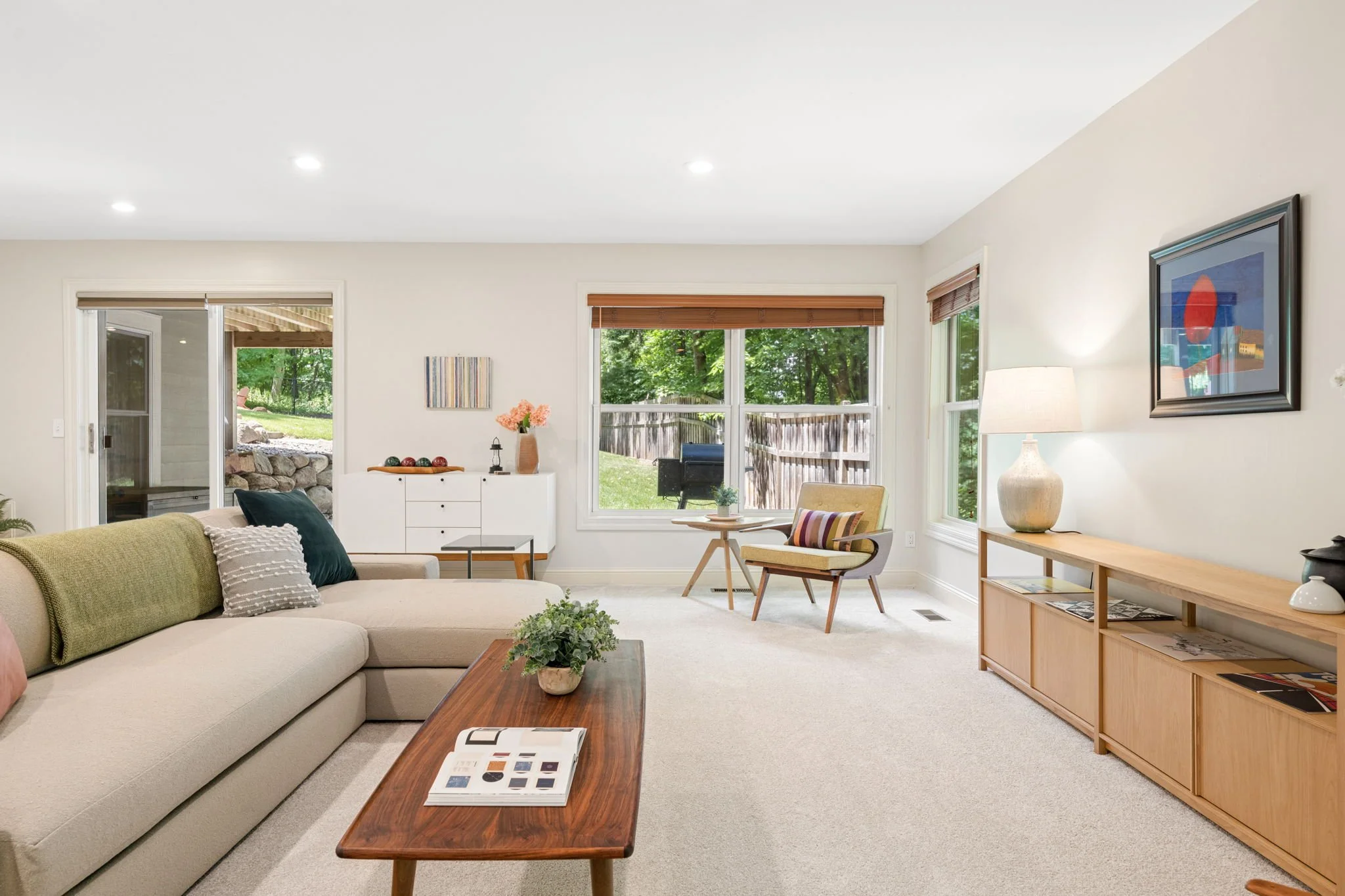 Staged Lower Level Family Room in Deephaven. MN near Wayzata and Lake Minnetonka