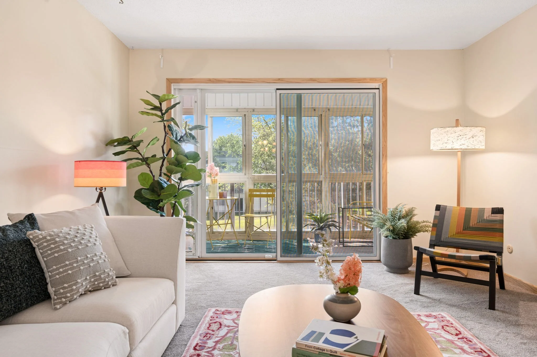 Staged condo living room in Little Canada, MN
