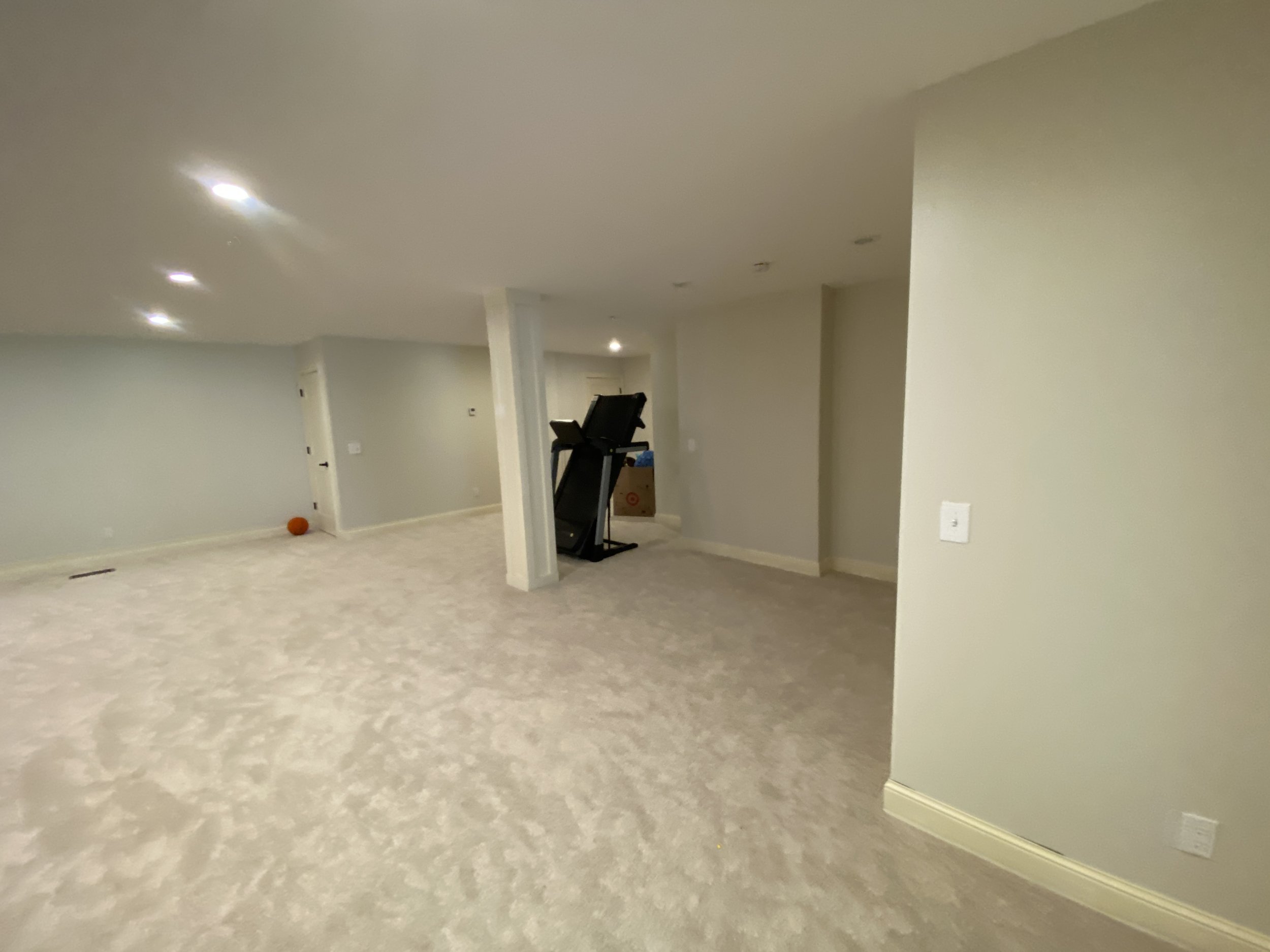 BEFORE: partially furnished basement family room in Wayzata, MN