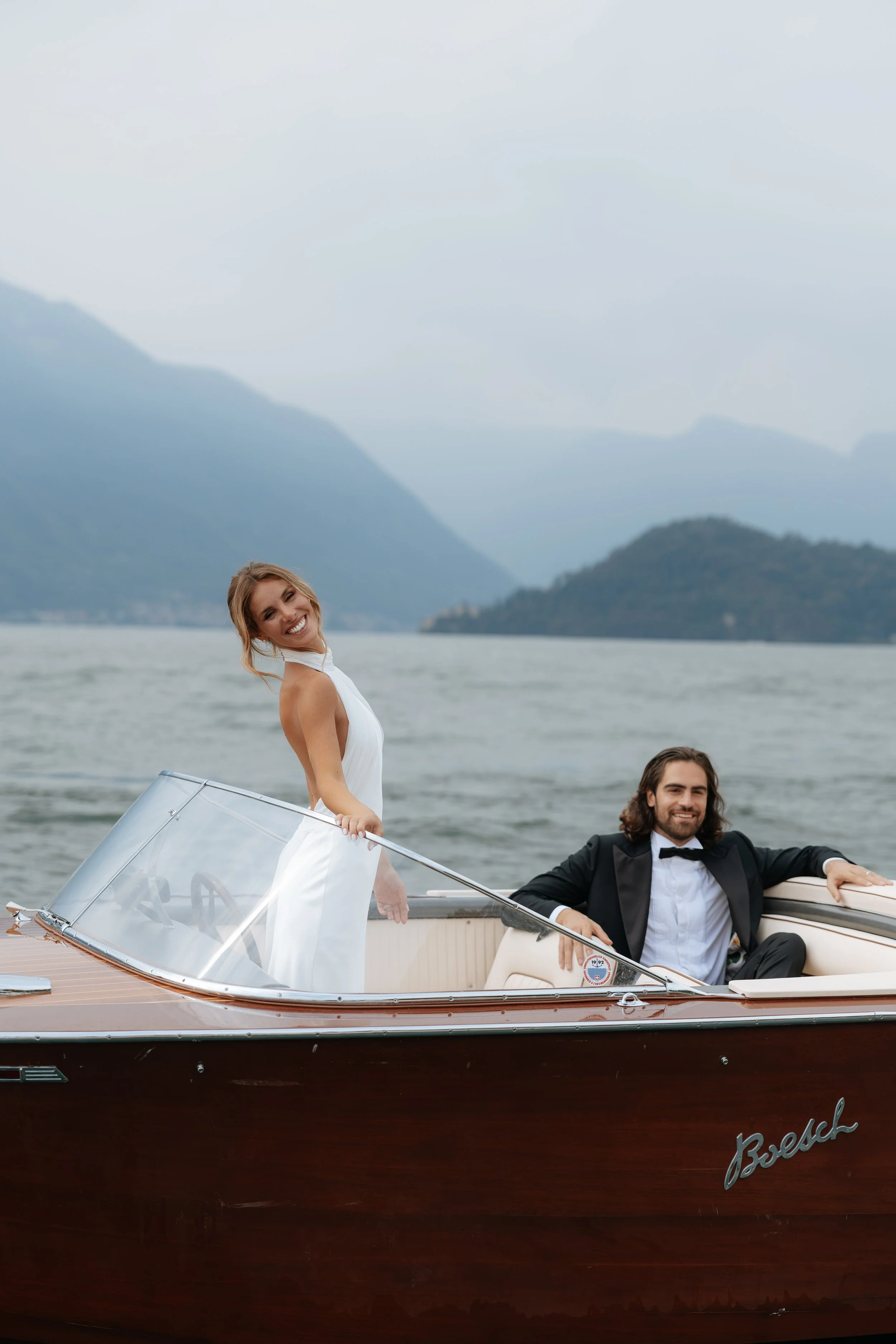 Lake Como Wedding Editorial Photographer  Boat