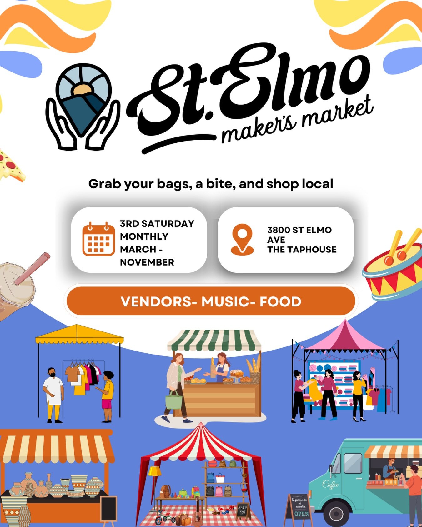 Proud to announce we will be at the St. Elmo Makers Market on Saturday, March 21st! Come see us and get some fresh local produce, honey, peanut butter, and other items!