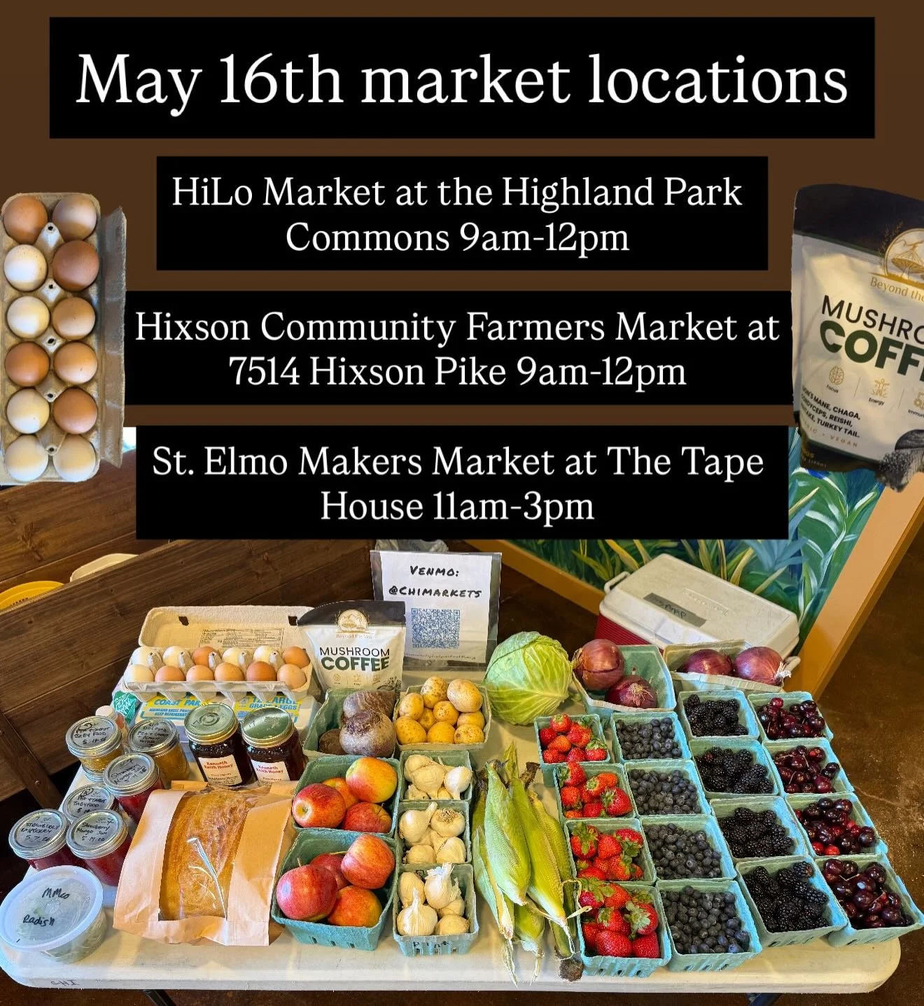 Come and see us at our market locations tomorrow!
