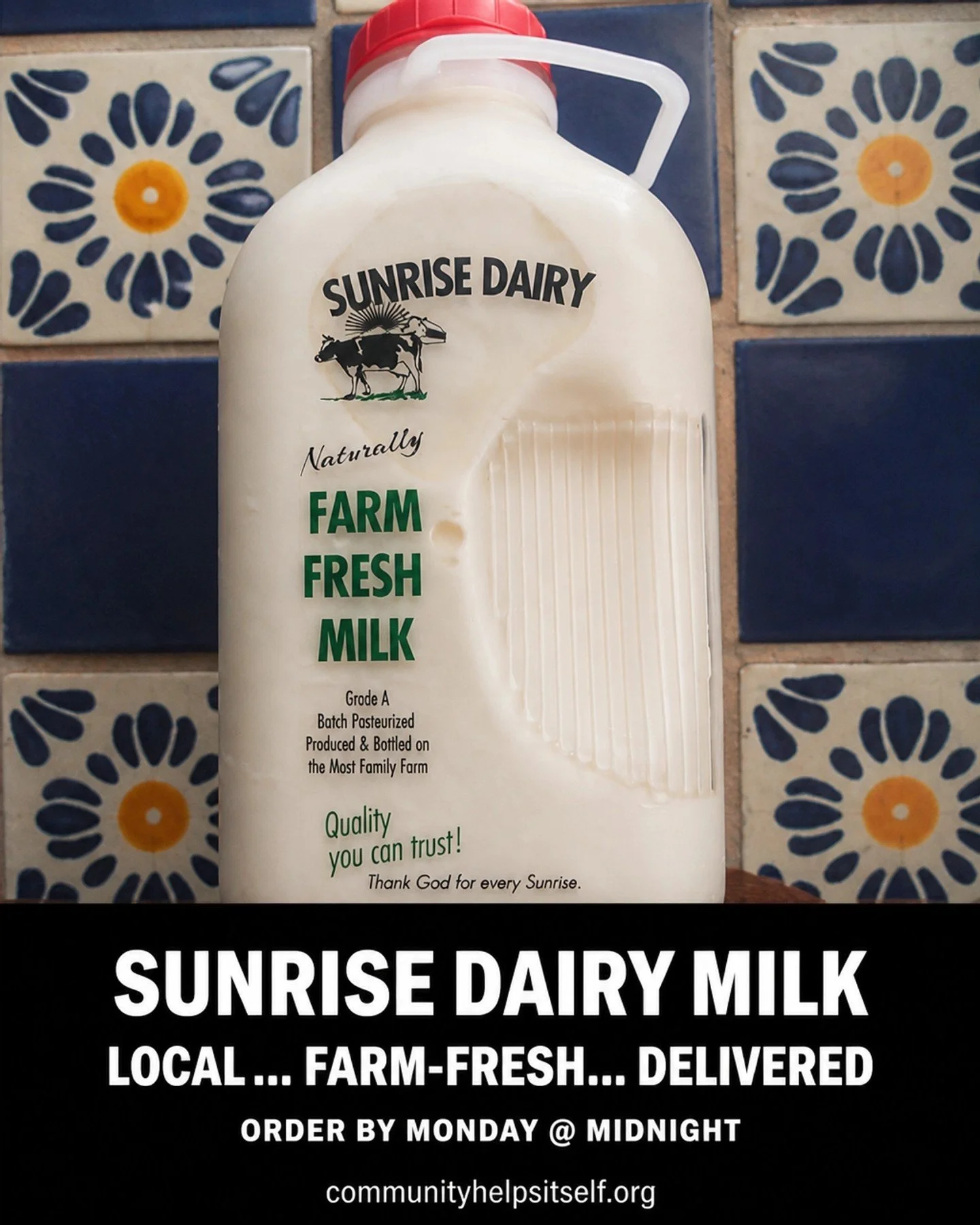 Sunrise Dairy milk is in the lineup this week... local... farm-fresh... and the kind of staple your whole fridge relies on.

This is what building real food security looks like... keeping clean foods moving from nearby farms straight to your doorstep