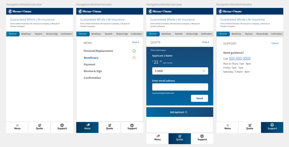 new eapp screens for mobile