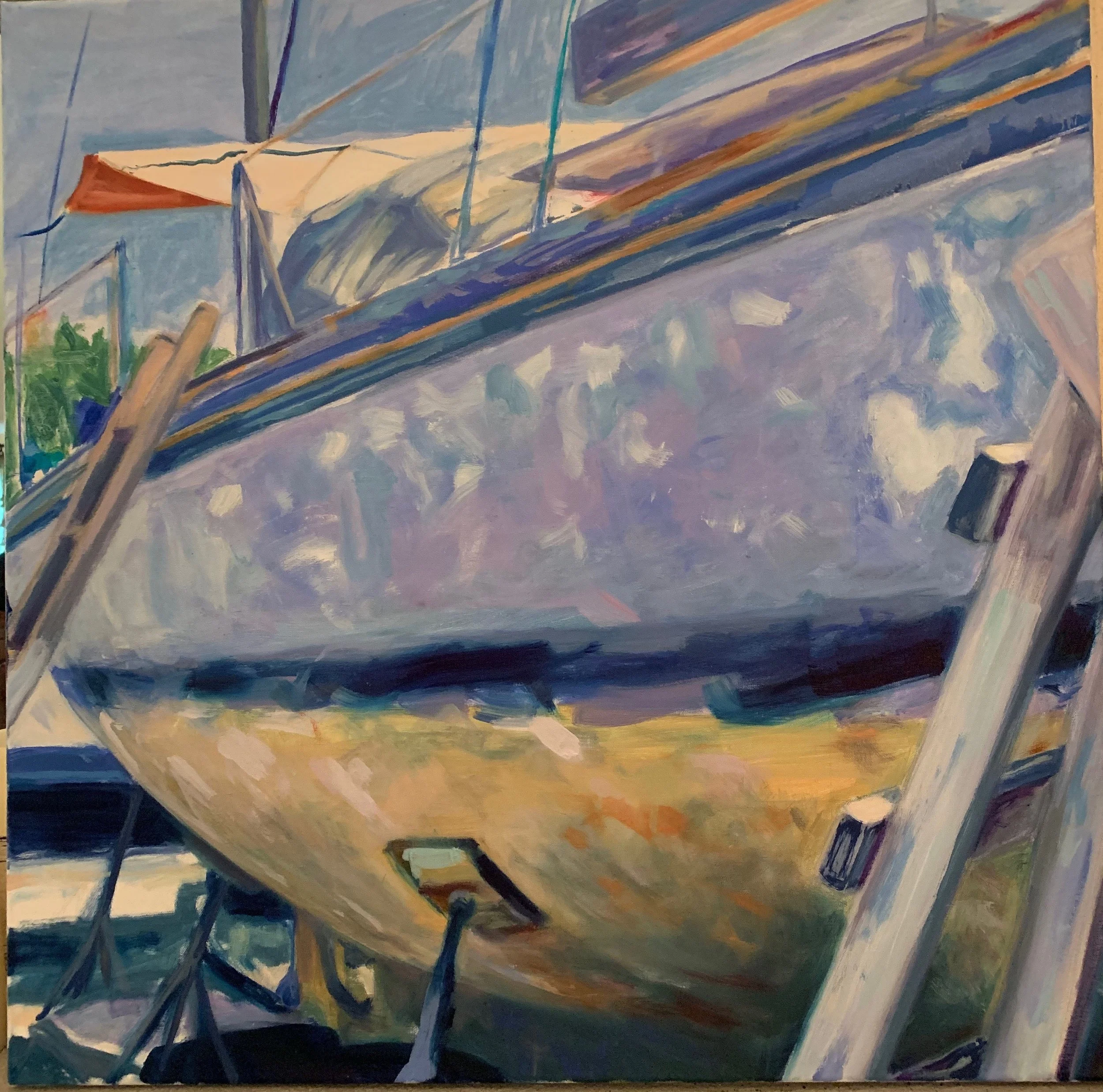 "Sailboat Repair" oil on canvas