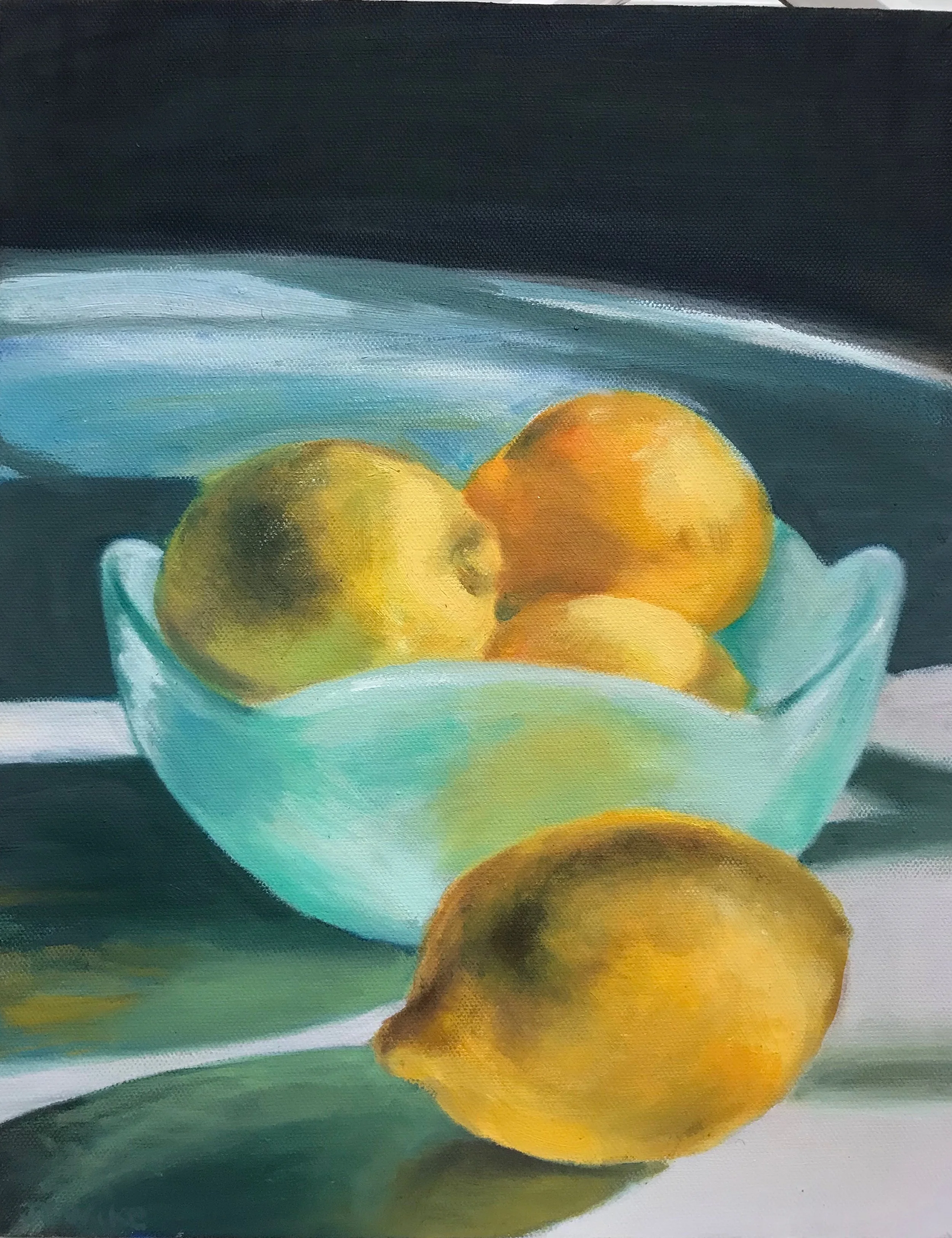 "Still Life Lemons" oil on canvas