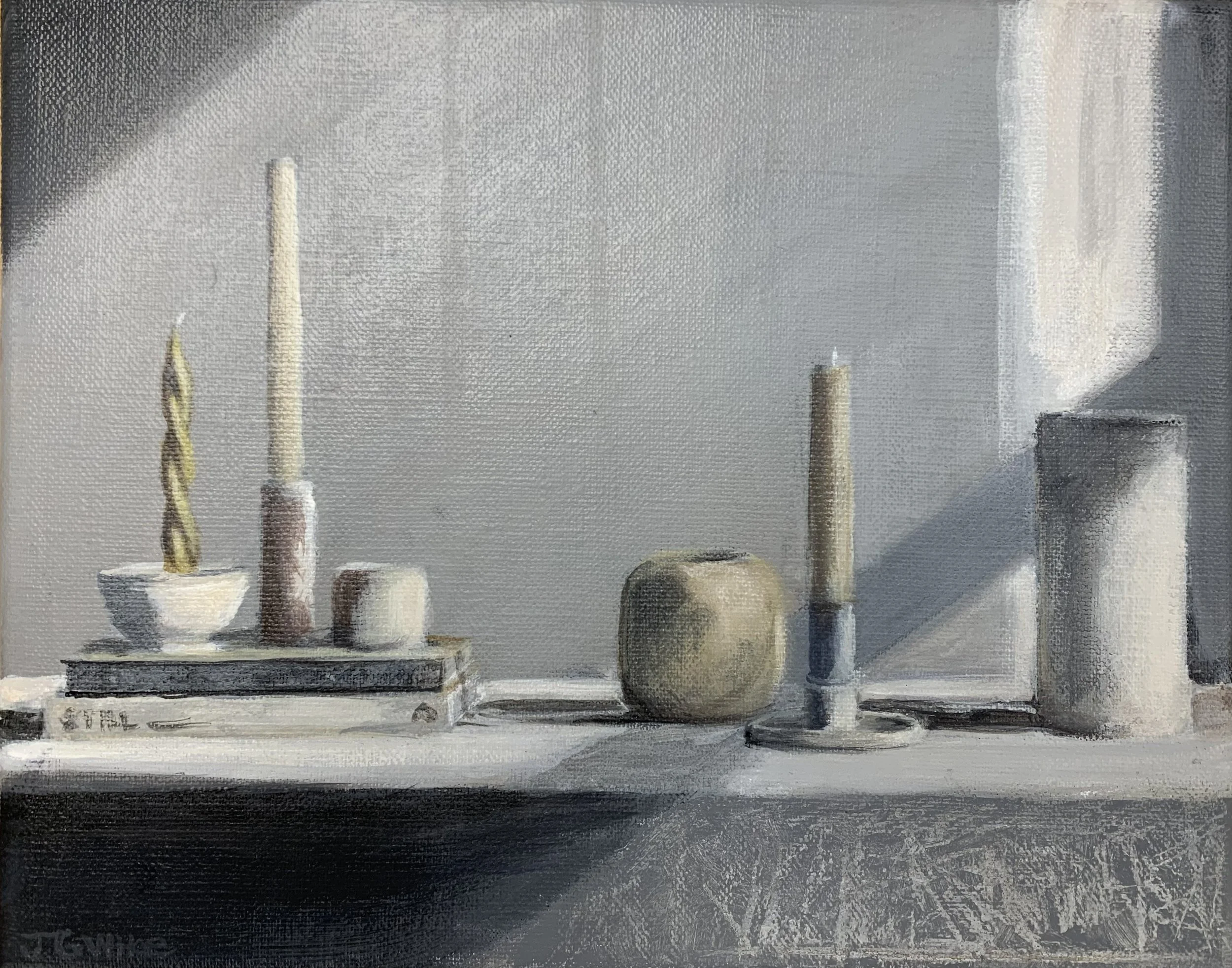 "Still Life in Window" acrylic on canvas