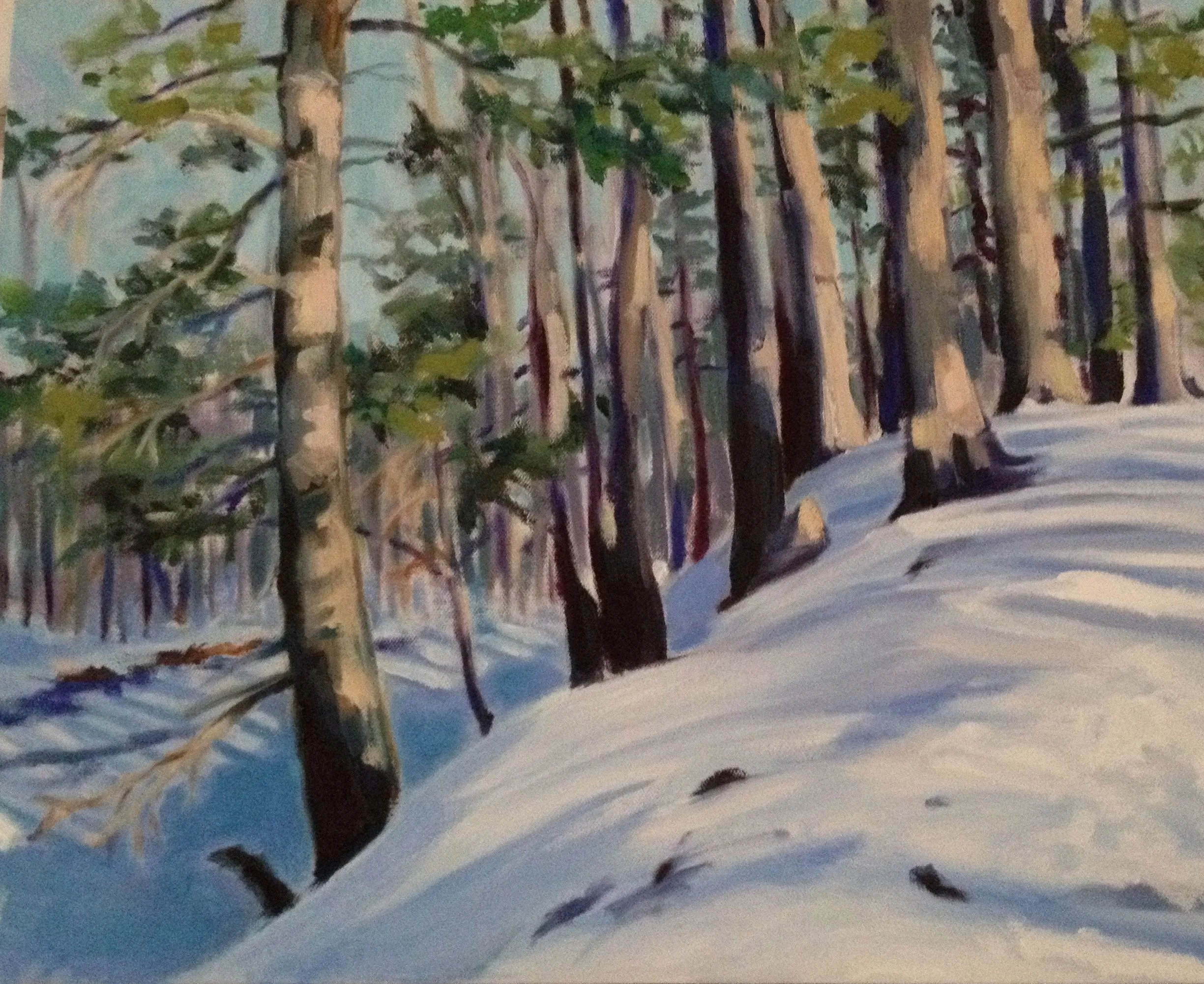 "Snowy Trees" oil on canvas