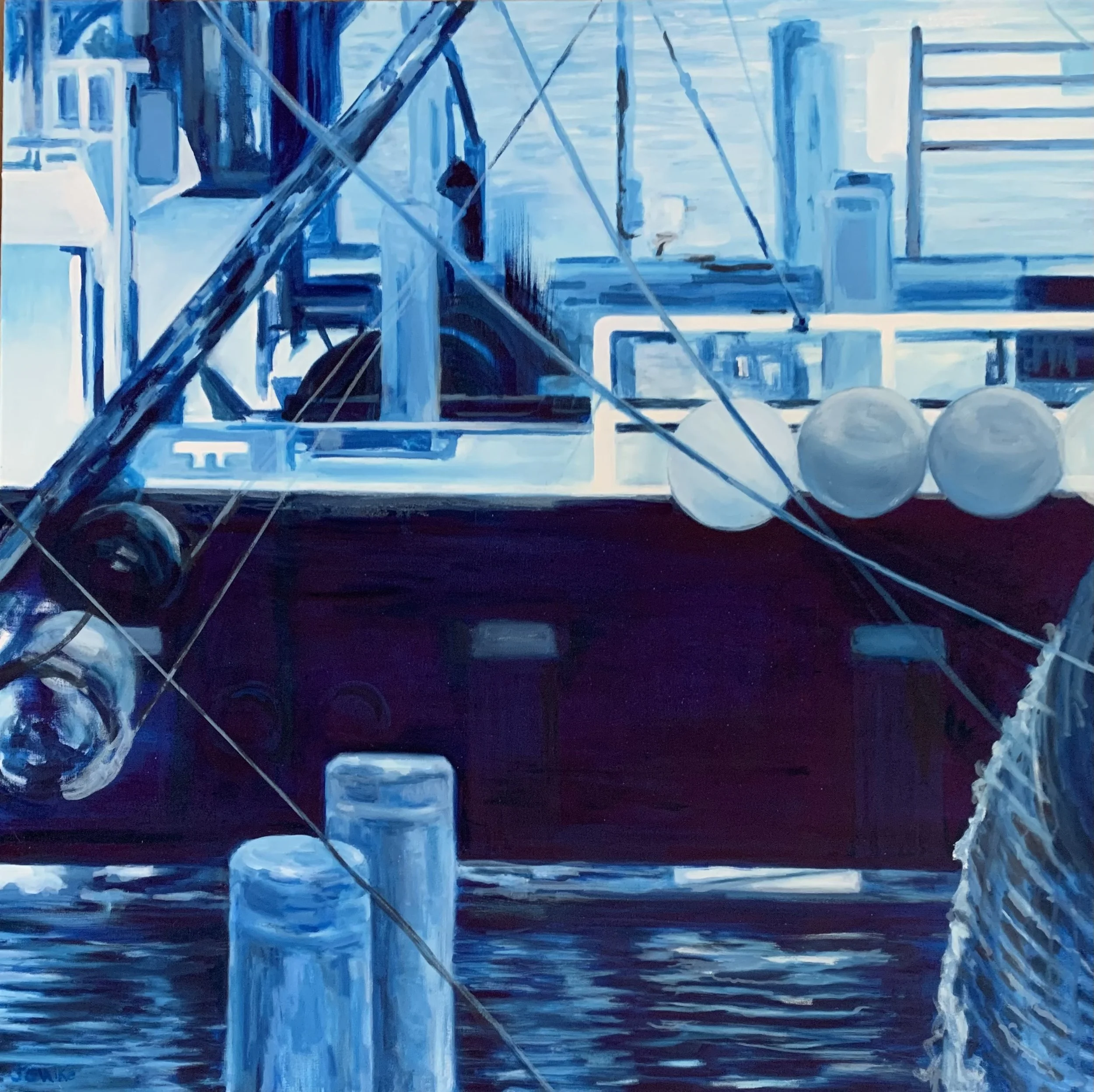 "Pt. Judith Fishing Boat #3" oil on canvas
