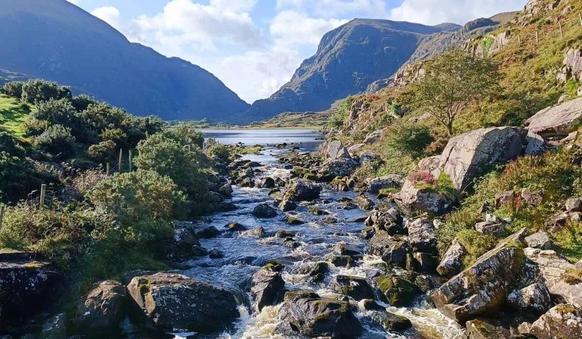 Gap of Dunloe, County Kerry
A rugged mountain pass with a winding river between MacGillycuddy Reeks and the Purple Mountain Range.
